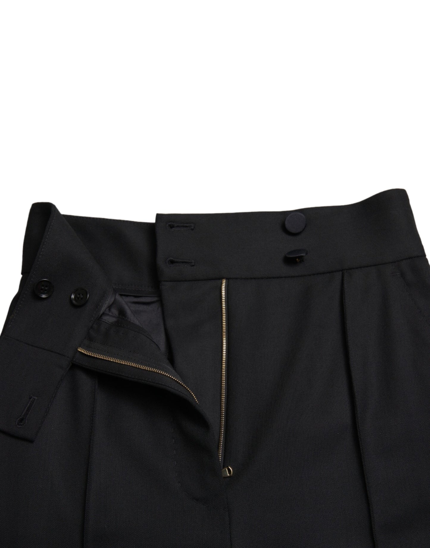 Pantalon fuselé taille haute en laine noire Dolce & Gabbana