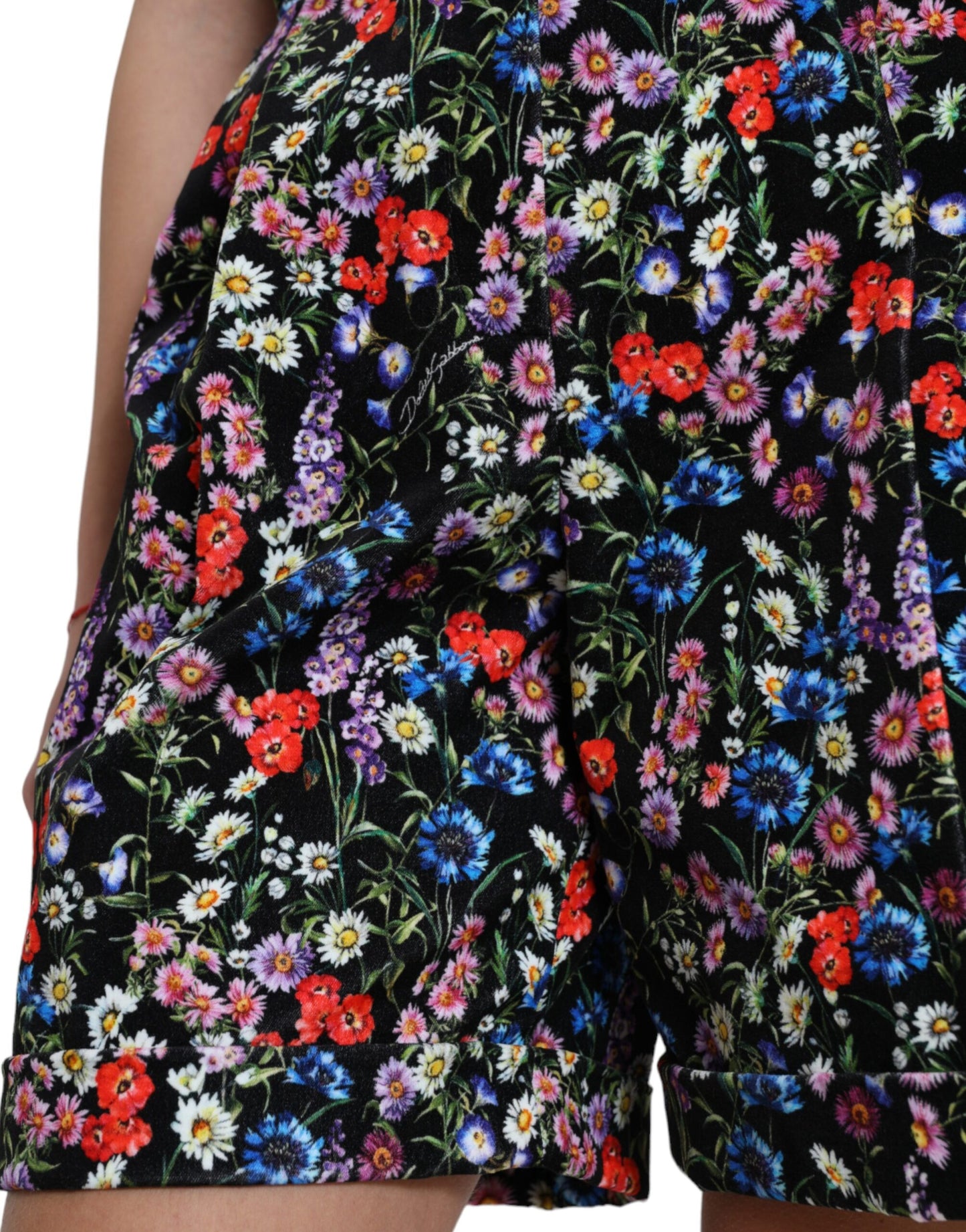 Short taille haute à fleurs noires Dolce & Gabbana