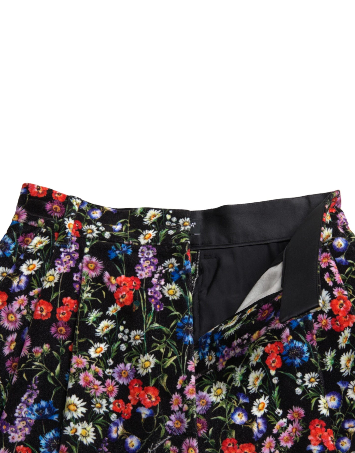 Short taille haute à fleurs noires Dolce & Gabbana