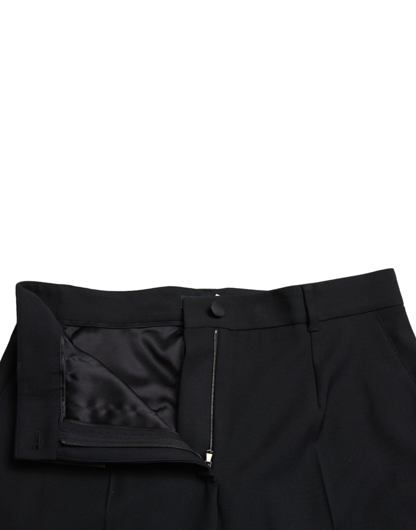 Pantalon droit taille haute en laine noire Dolce & Gabbana