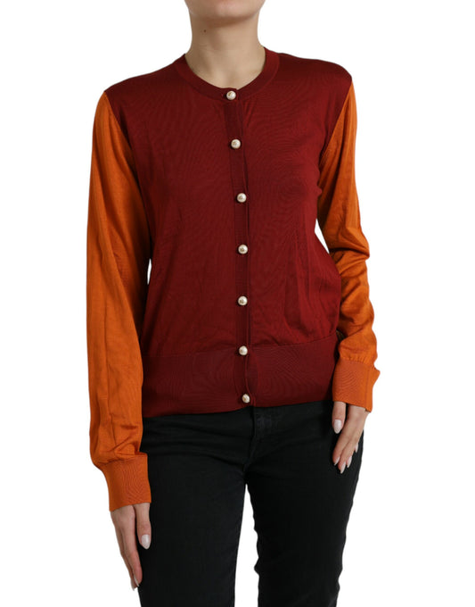Dolce & Gabbana Cardigan multicolore Pull ras du cou en soie color block