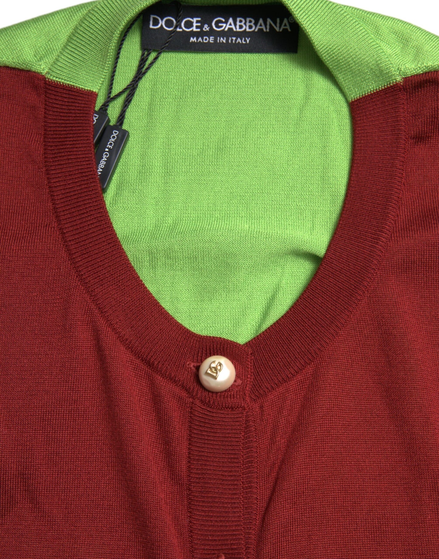 Dolce & Gabbana Cardigan multicolore Pull ras du cou en soie color block