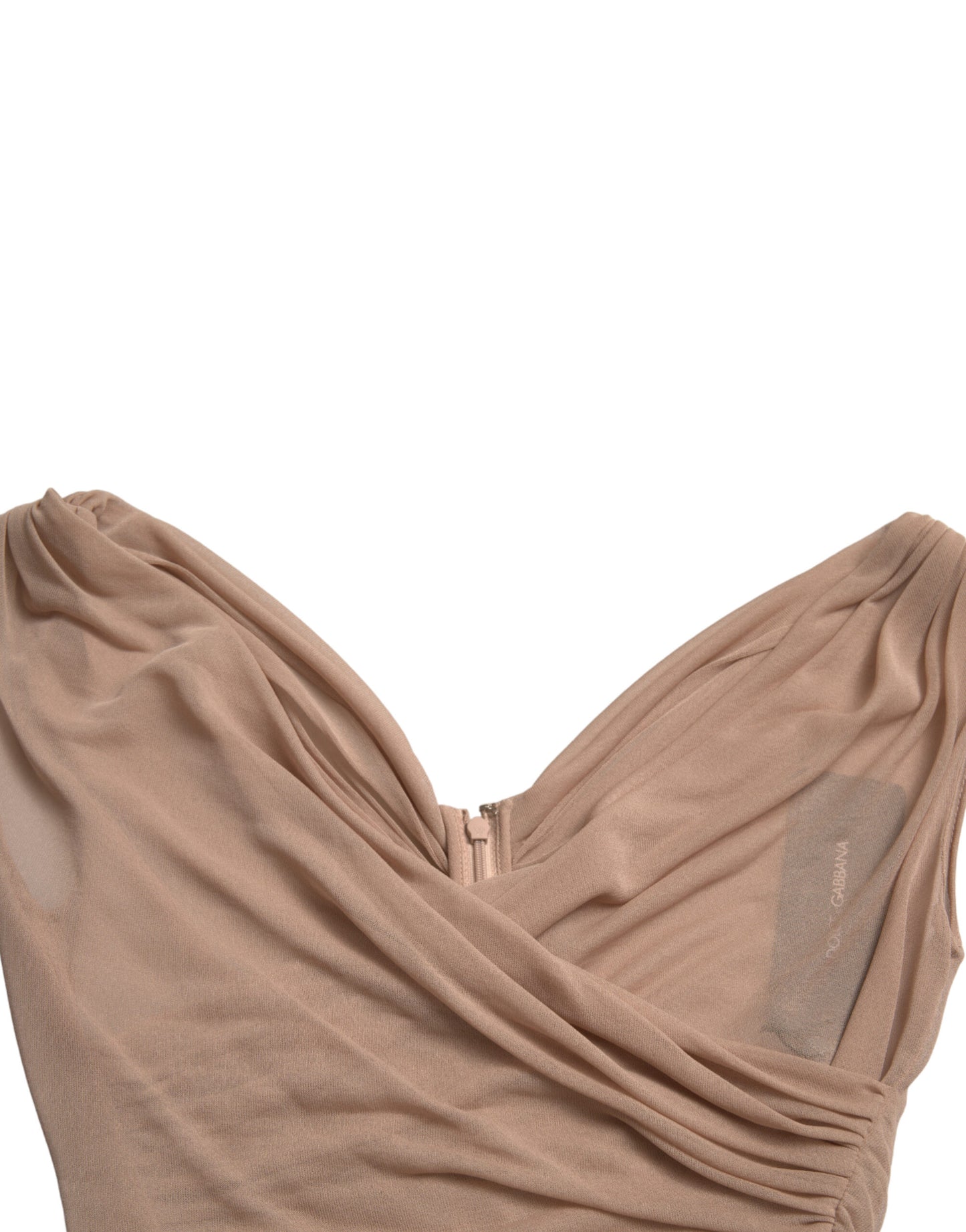 Débardeur sans manches à col en V en viscose beige Dolce & Gabbana