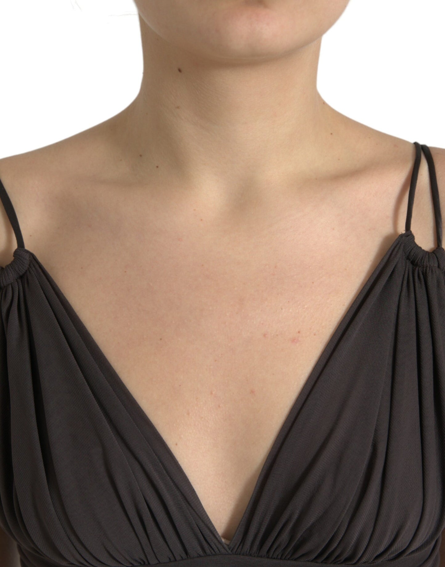 Débardeur court à décolleté plongeant en V en viscose marron Dolce & Gabbana
