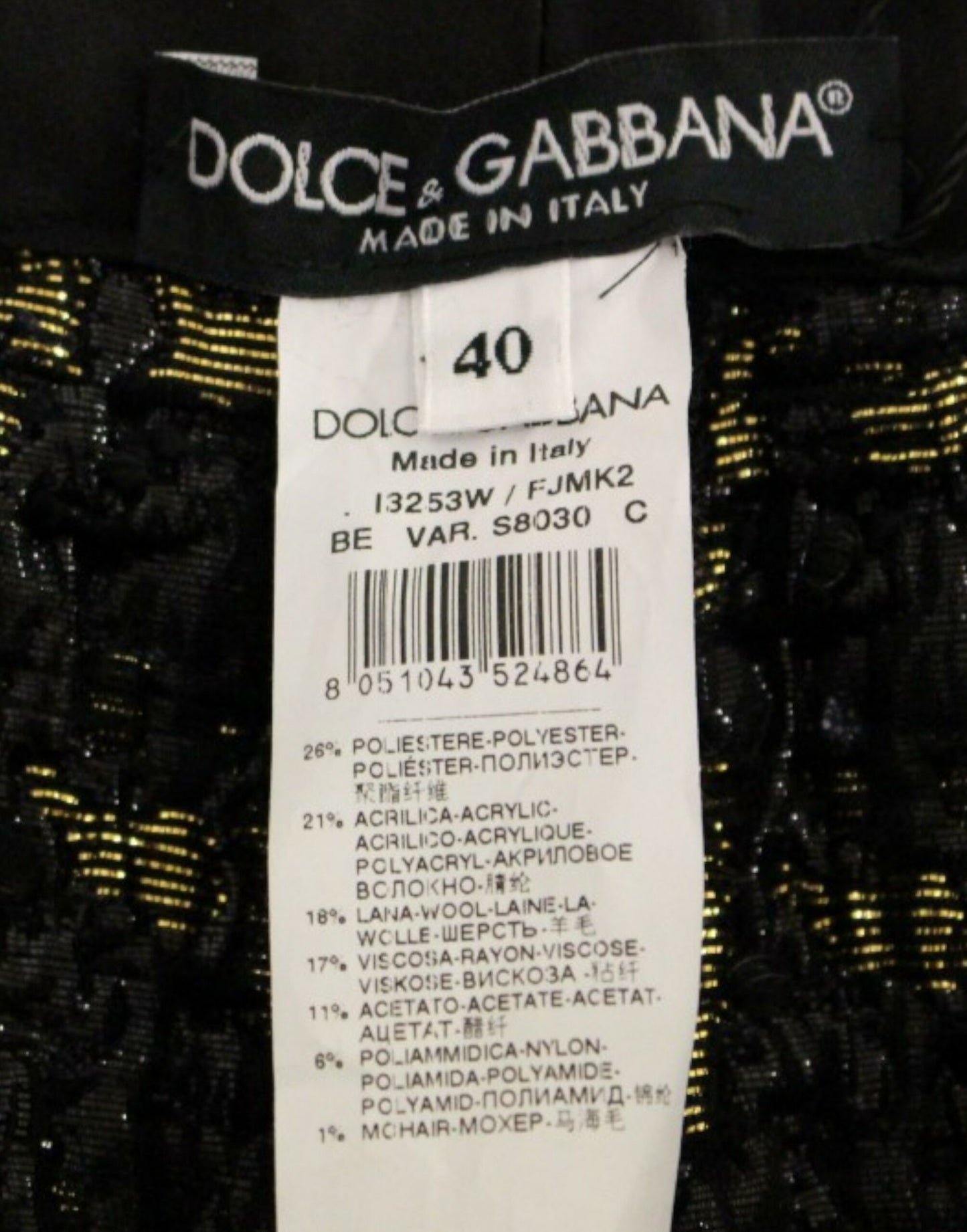 Pantalon short en tissu noir Dolce & Gabbana