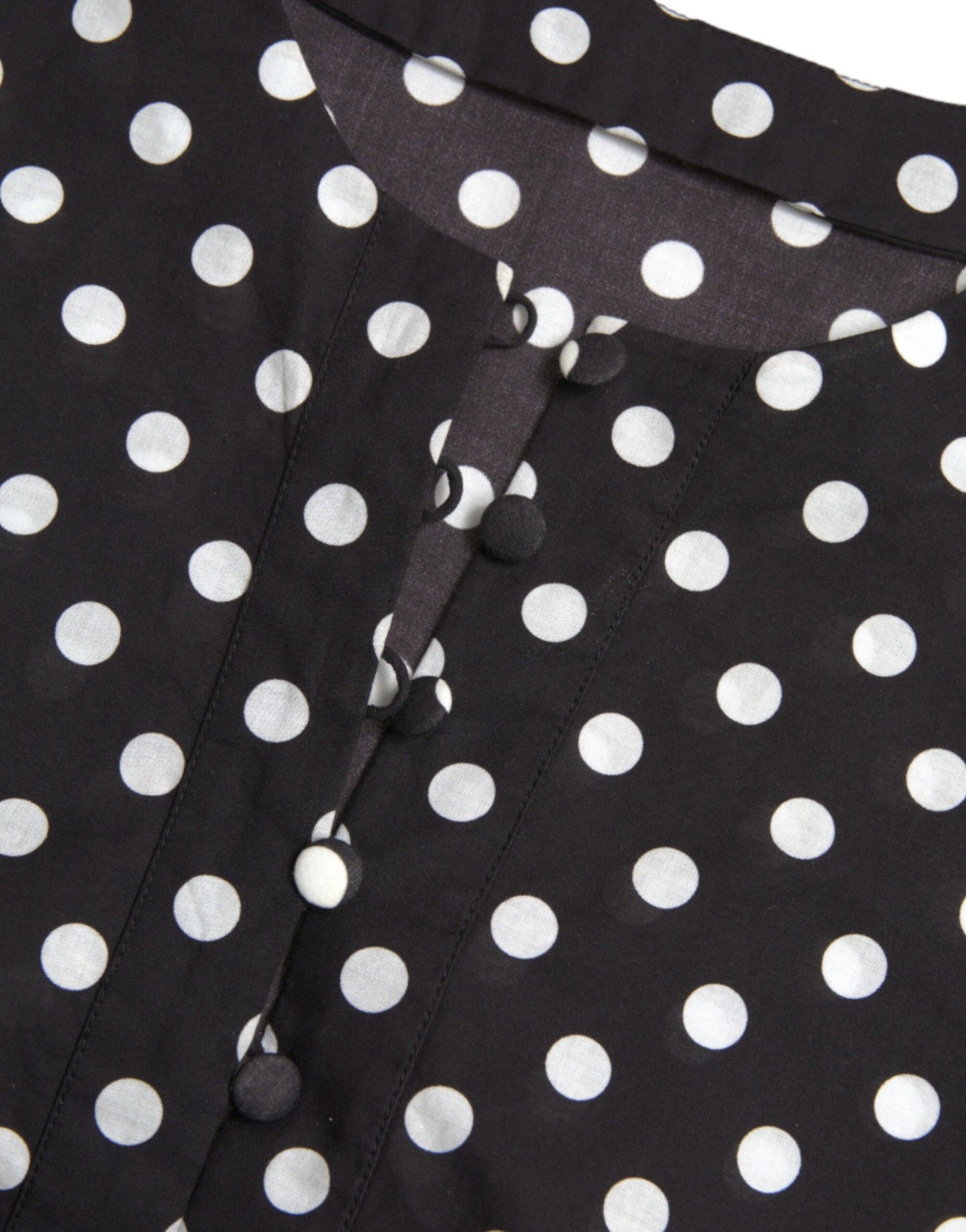 Robe courte droite en nylon à pois noirs et blancs Dolce & Gabbana