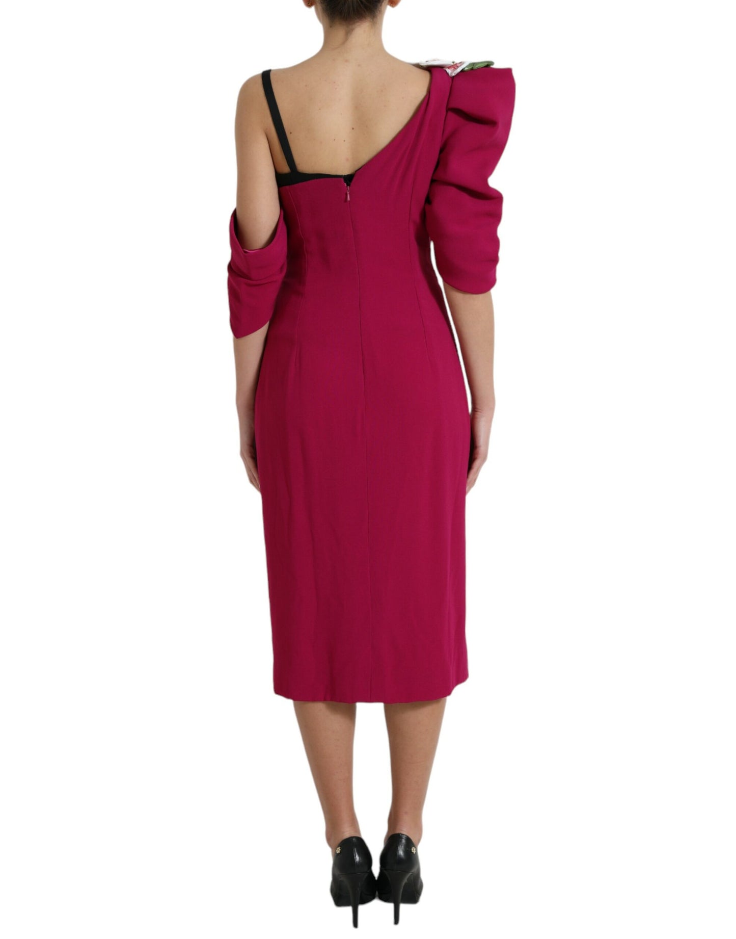 Dolce & Gabbana – Lilafarbenes One-Shoulder-Kleid mit Blumenverzierung