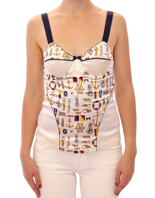 Dolce & Gabbana Weißes Tanktop mit Matrosenmotiv