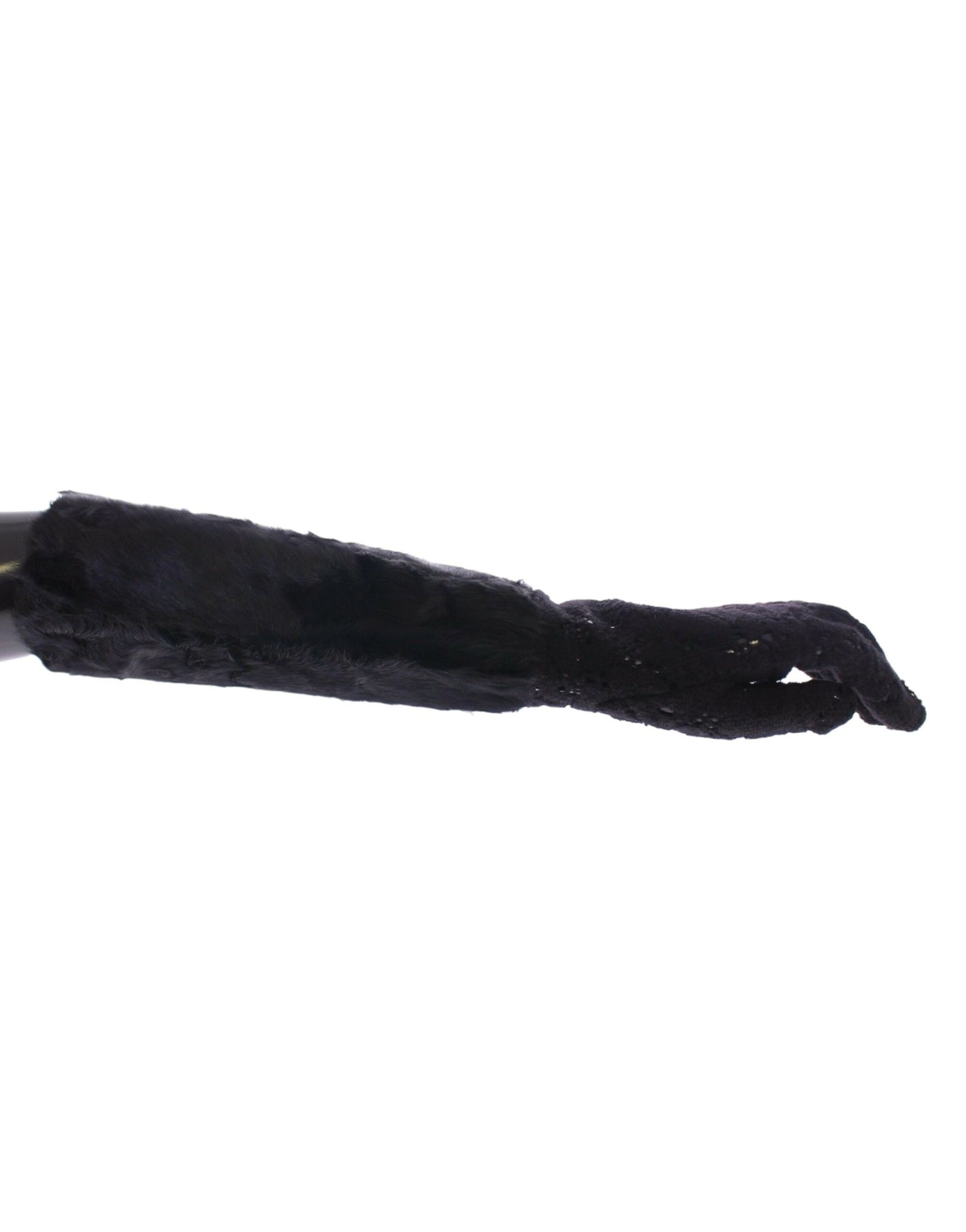 Gants de coude en laine et fourrure d'agneau noirs Dolce & Gabbana