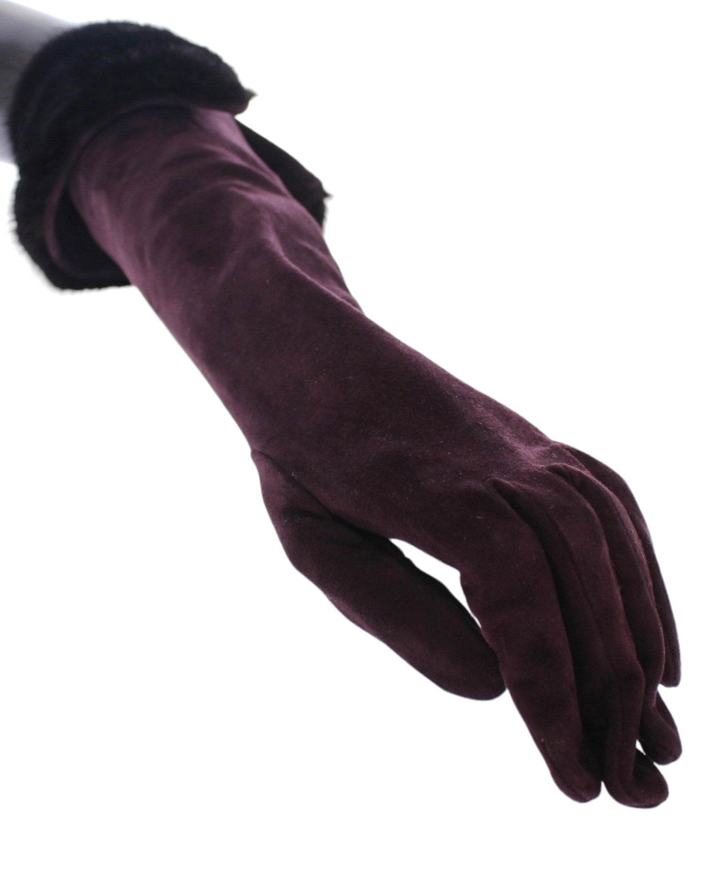 Gants Dolce & Gabbana en fourrure de vison violet et cuir suédé de chèvre