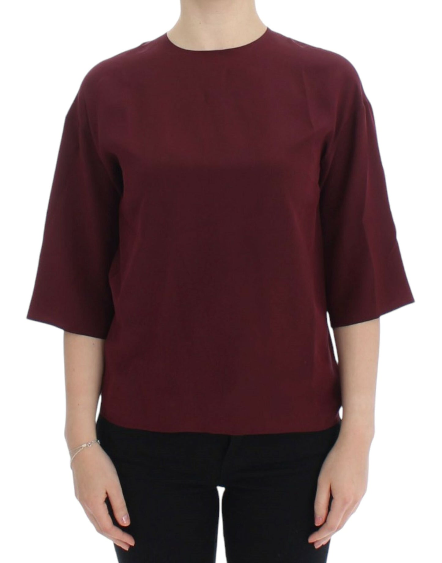 Chemisier en soie rouge à manches 3/4 Dolce & Gabbana