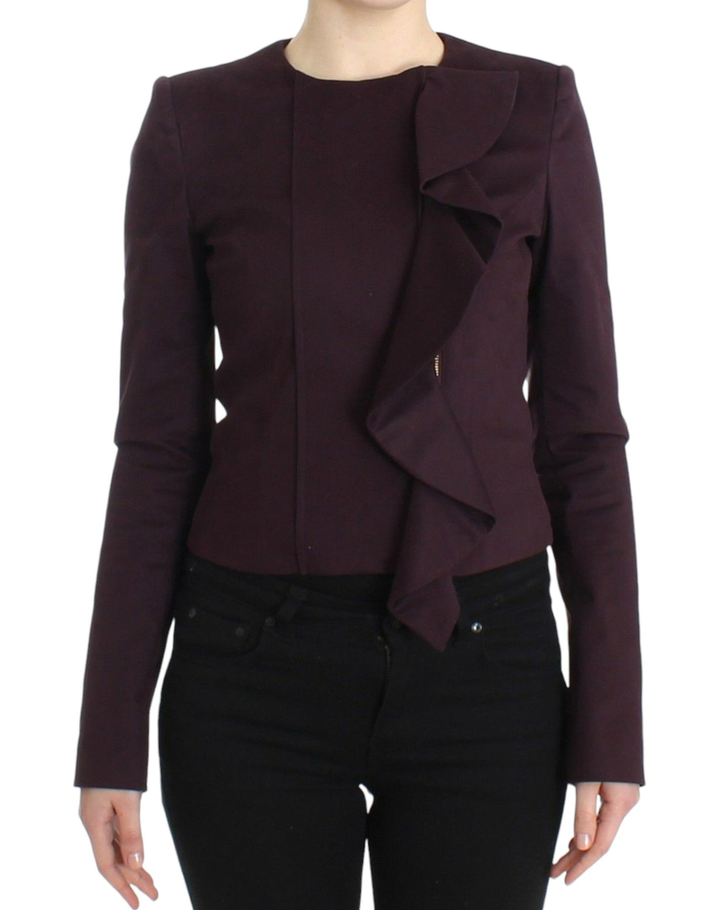 GF Ferre Lila gerüschte Jacke Mantel Blazer Kurz