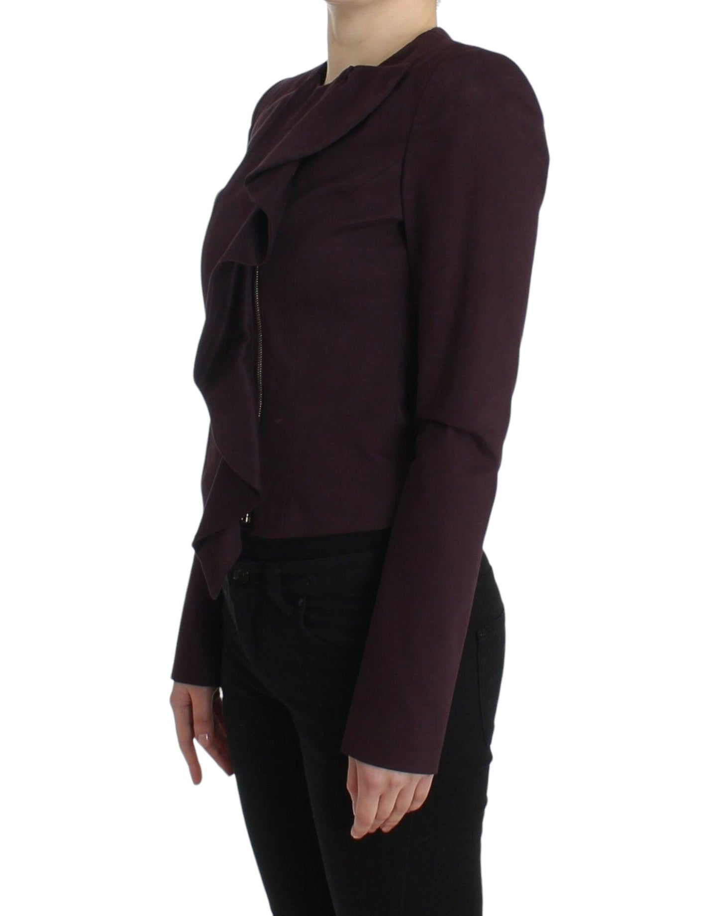 GF Ferre Lila gerüschte Jacke Mantel Blazer Kurz