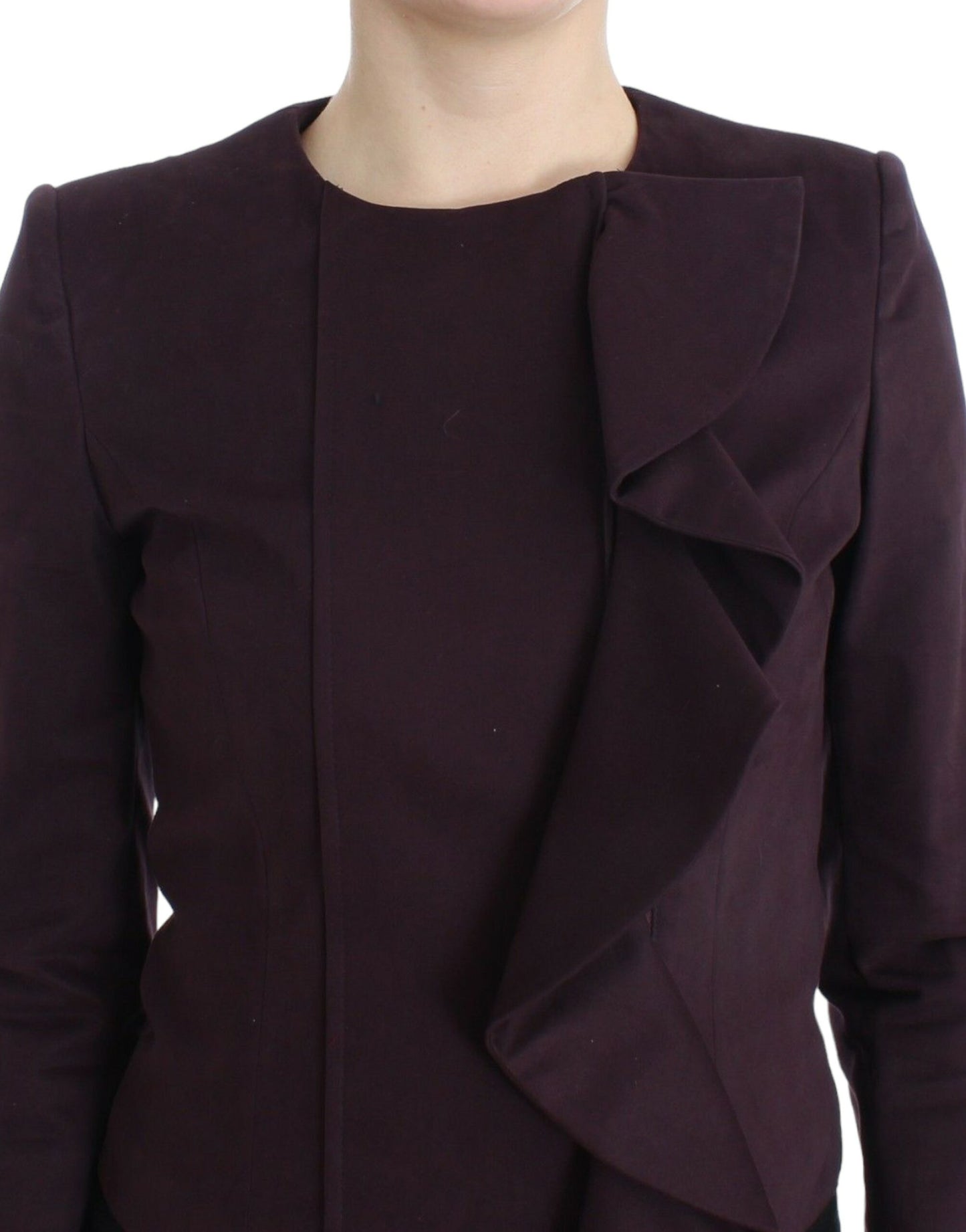 GF Ferre Lila gerüschte Jacke Mantel Blazer Kurz