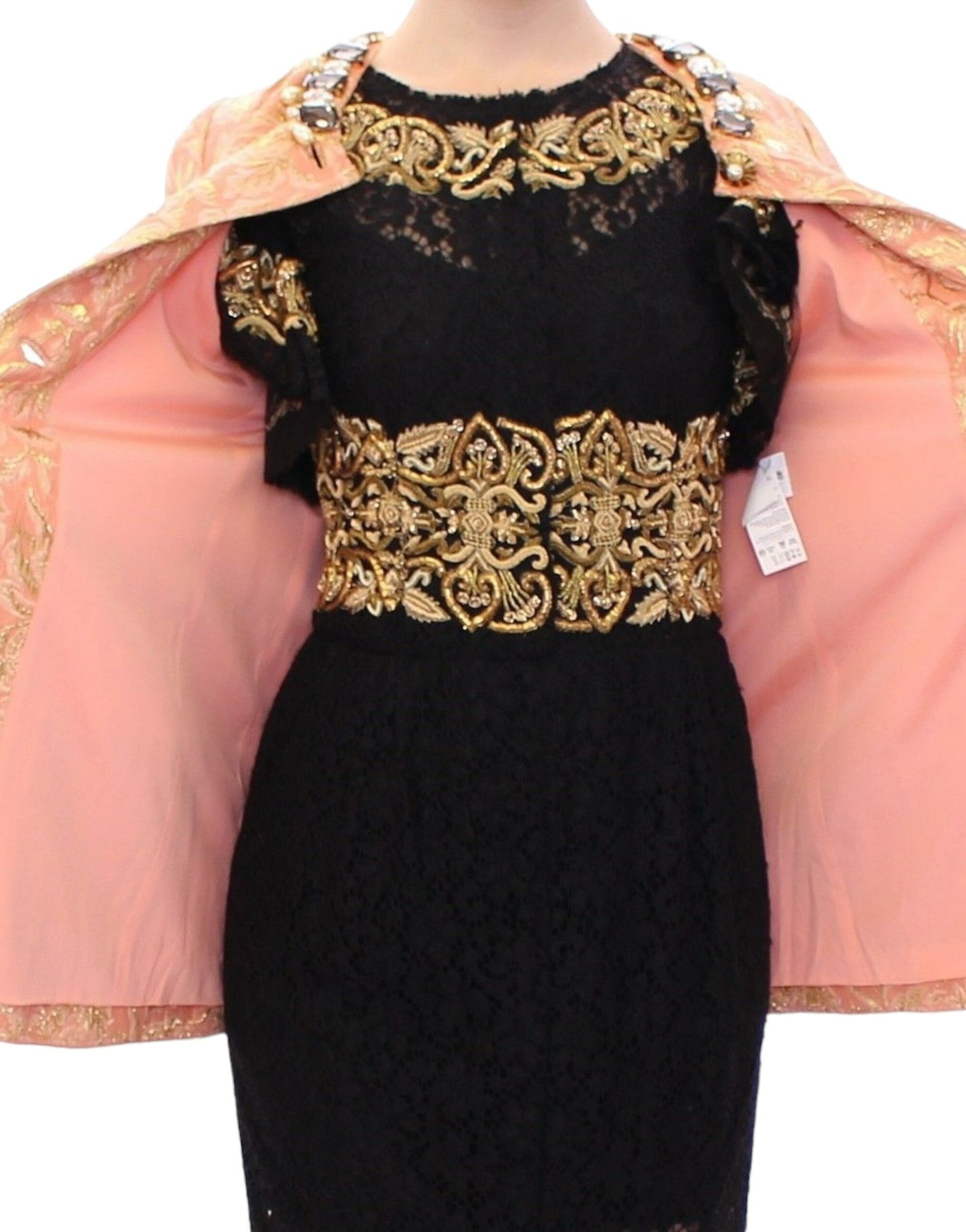 Dolce & Gabbana Manteau veste en brocart de soie rose et cristaux