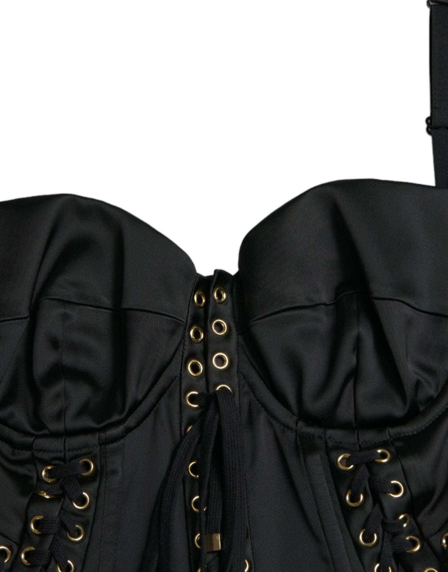 Robe mi-longue moulante en dentelle noire style bustier Dolce & Gabbana