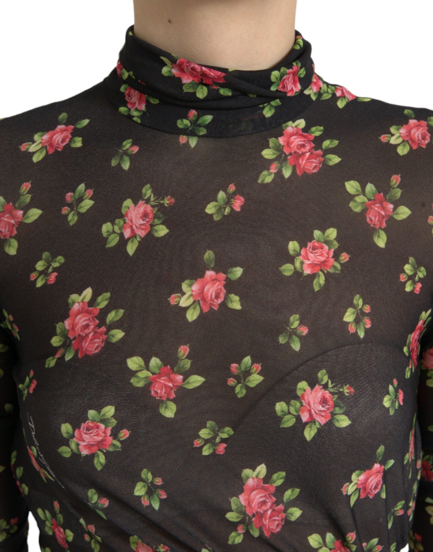 Robe longue fourreau noire à fleurs découpées Dolce & Gabbana