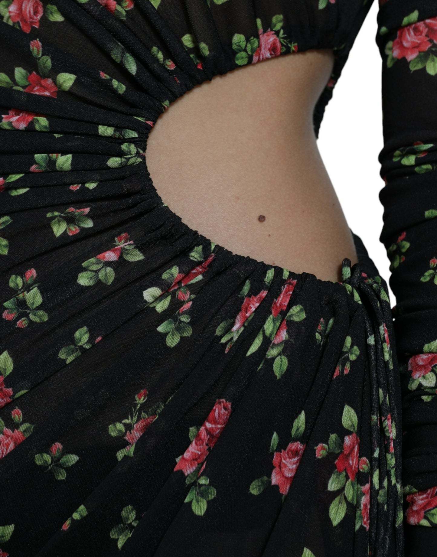 Robe longue fourreau noire à fleurs découpées Dolce & Gabbana