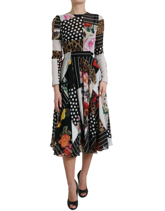 Robe léopard à imprimé floral multicolore Dolce & Gabbana