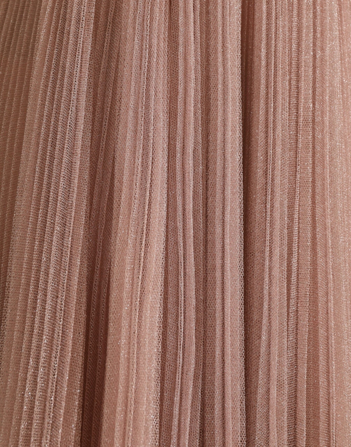 Dolce & Gabbana – Rosafarbenes One-Shoulder-Kleid aus laméfarbenem Tüll mit Plissee
