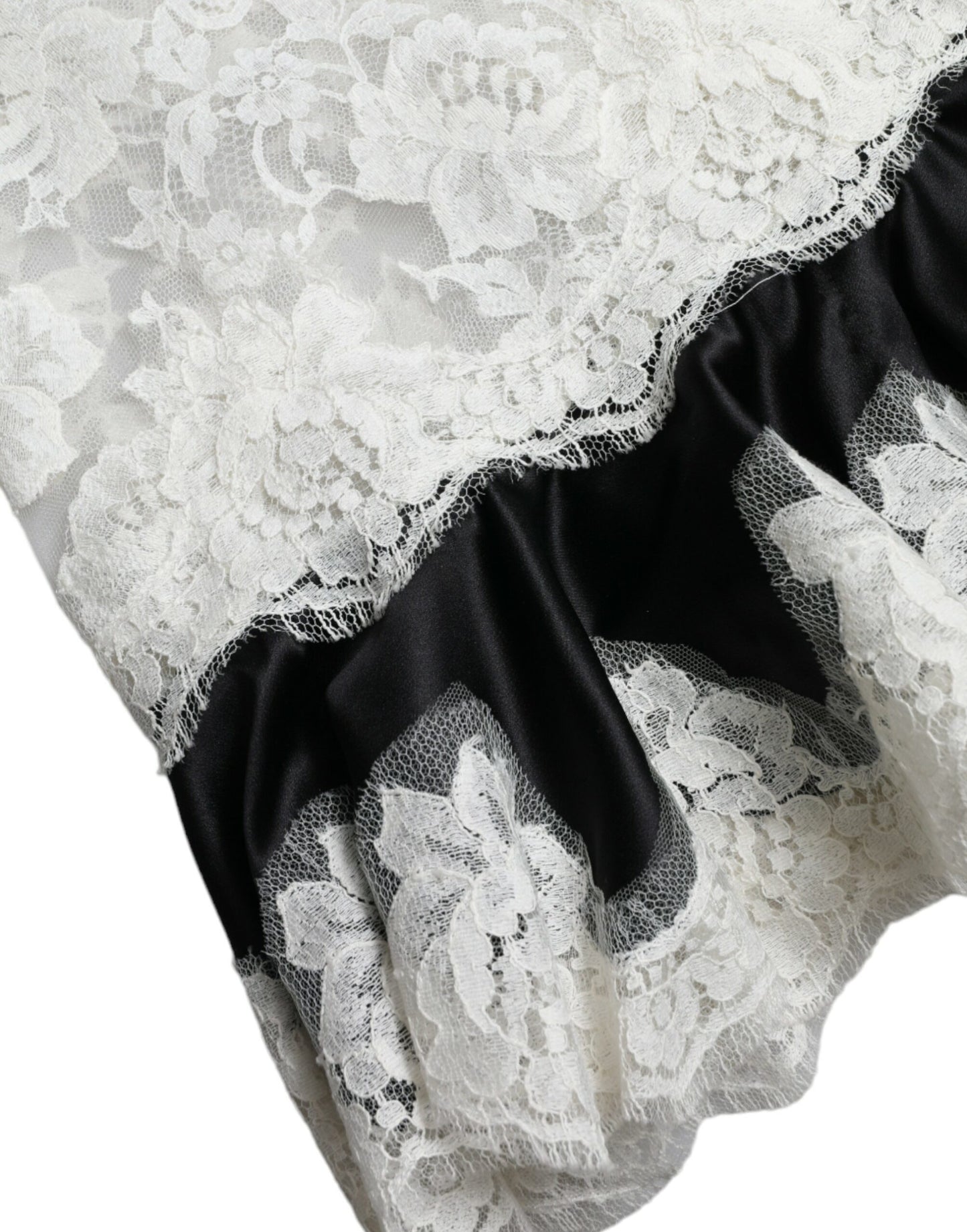Robe trapèze transparente sans manches en dentelle noire et blanche Dolce & Gabbana