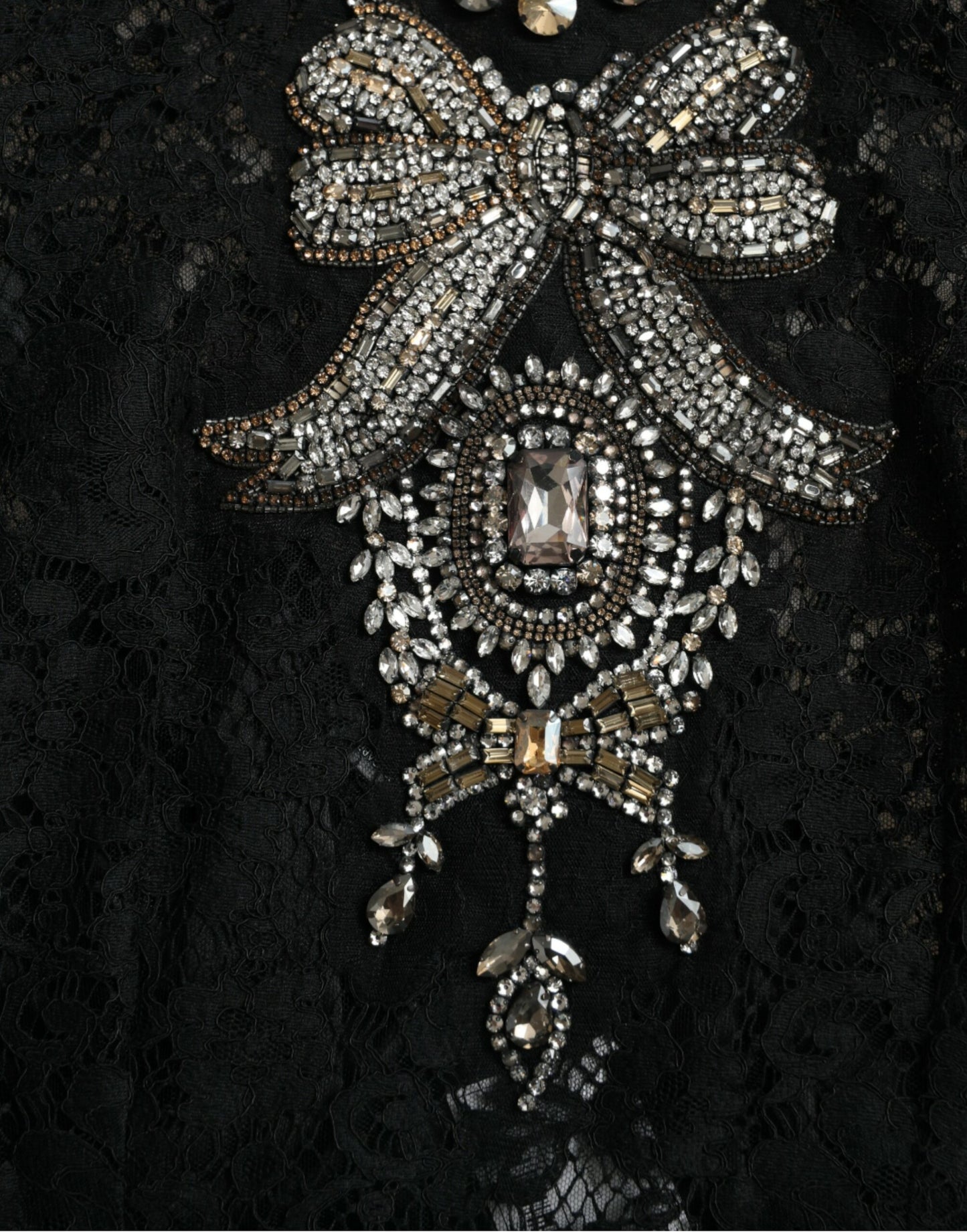 Robe fourreau en dentelle noire ornée de cristaux Dolce & Gabbana