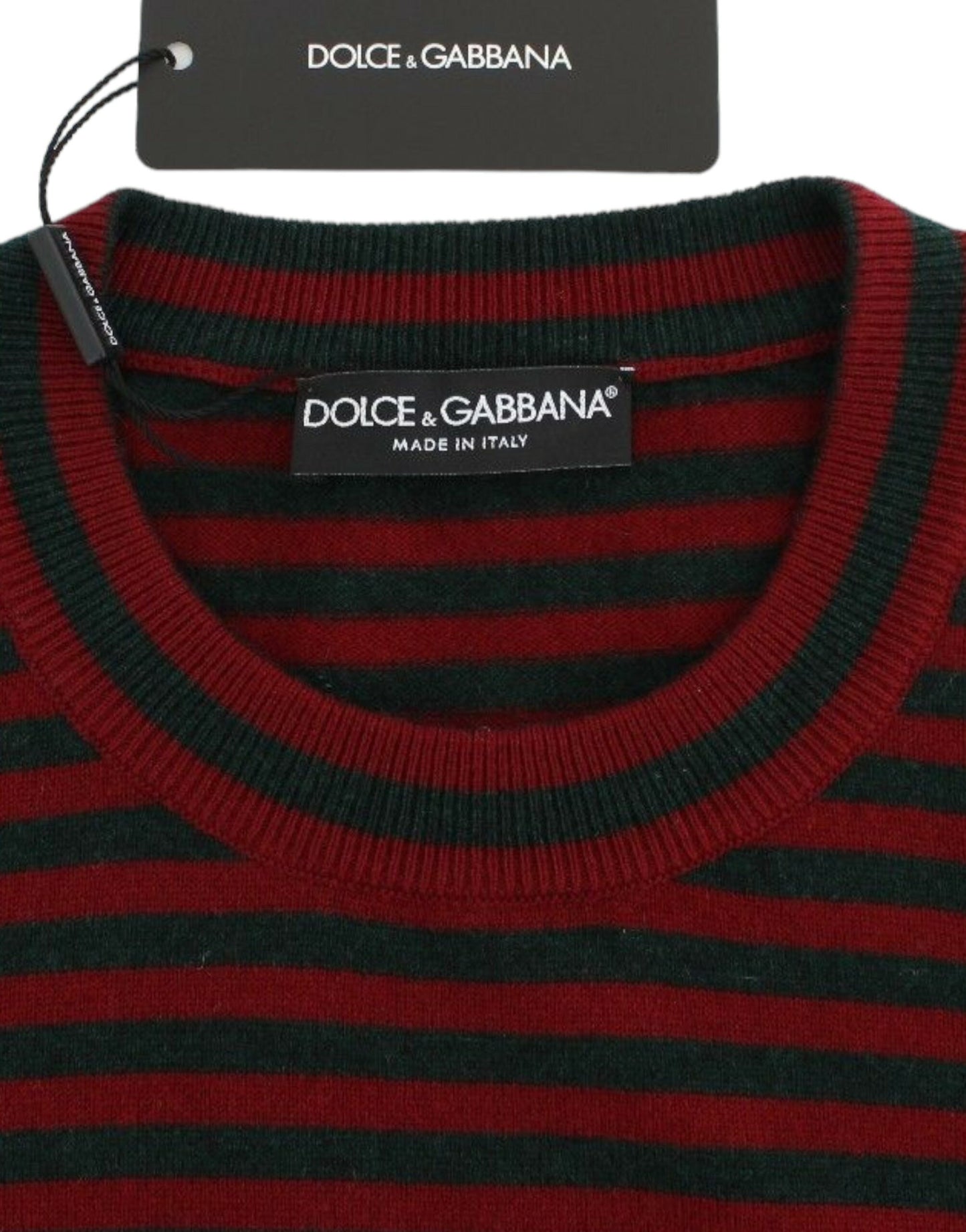 Pull à manches courtes en cachemire rouge et gris Dolce & Gabbana