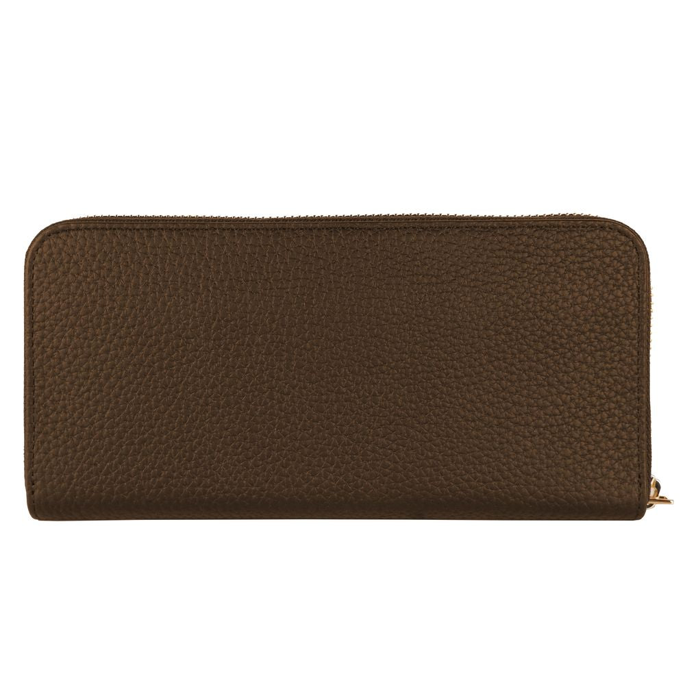 Portefeuille zippé en cuir Baldinini Trend Exquisite marron