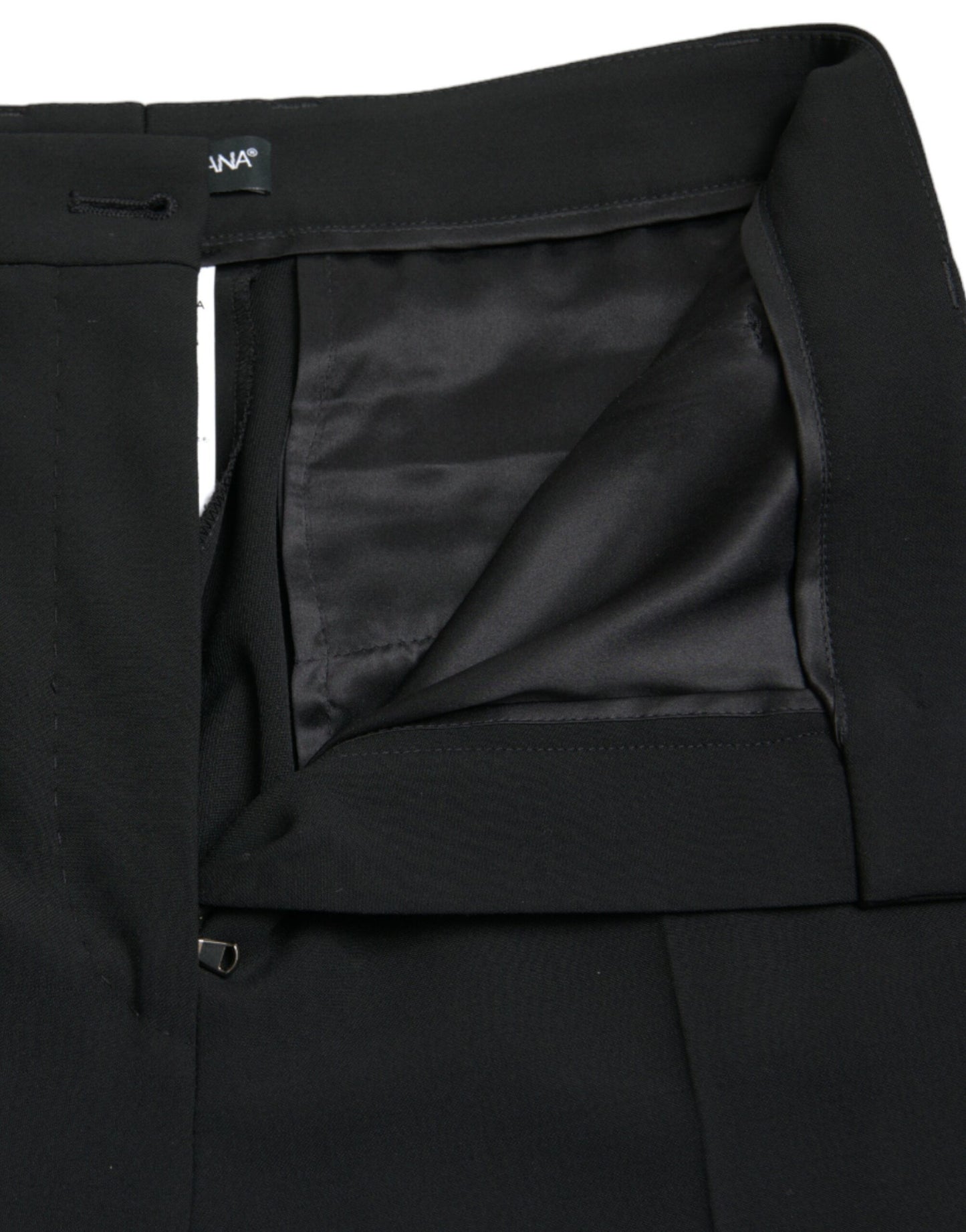 Pantalon fuselé taille haute en laine noire Dolce & Gabbana