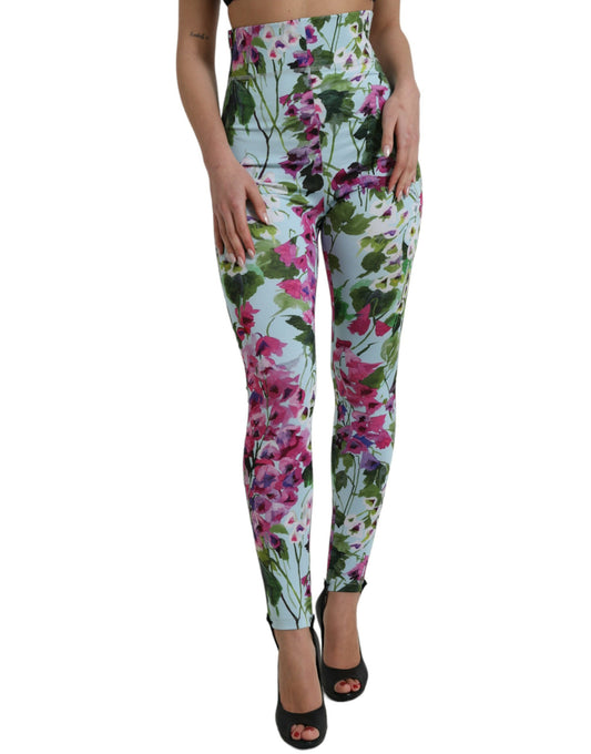 Pantalon legging taille haute à fleurs multicolores Dolce & Gabbana
