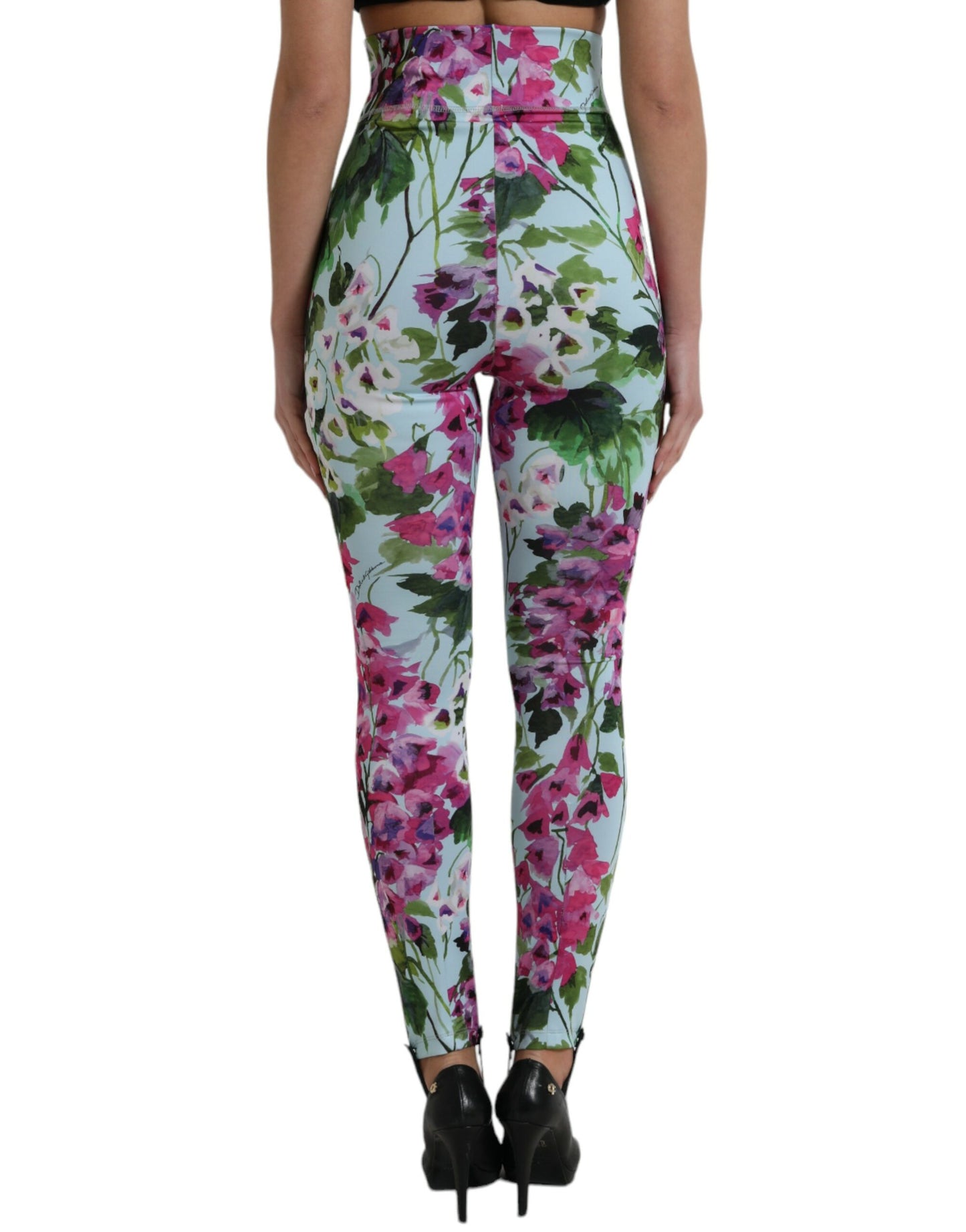 Pantalon legging taille haute à fleurs multicolores Dolce & Gabbana