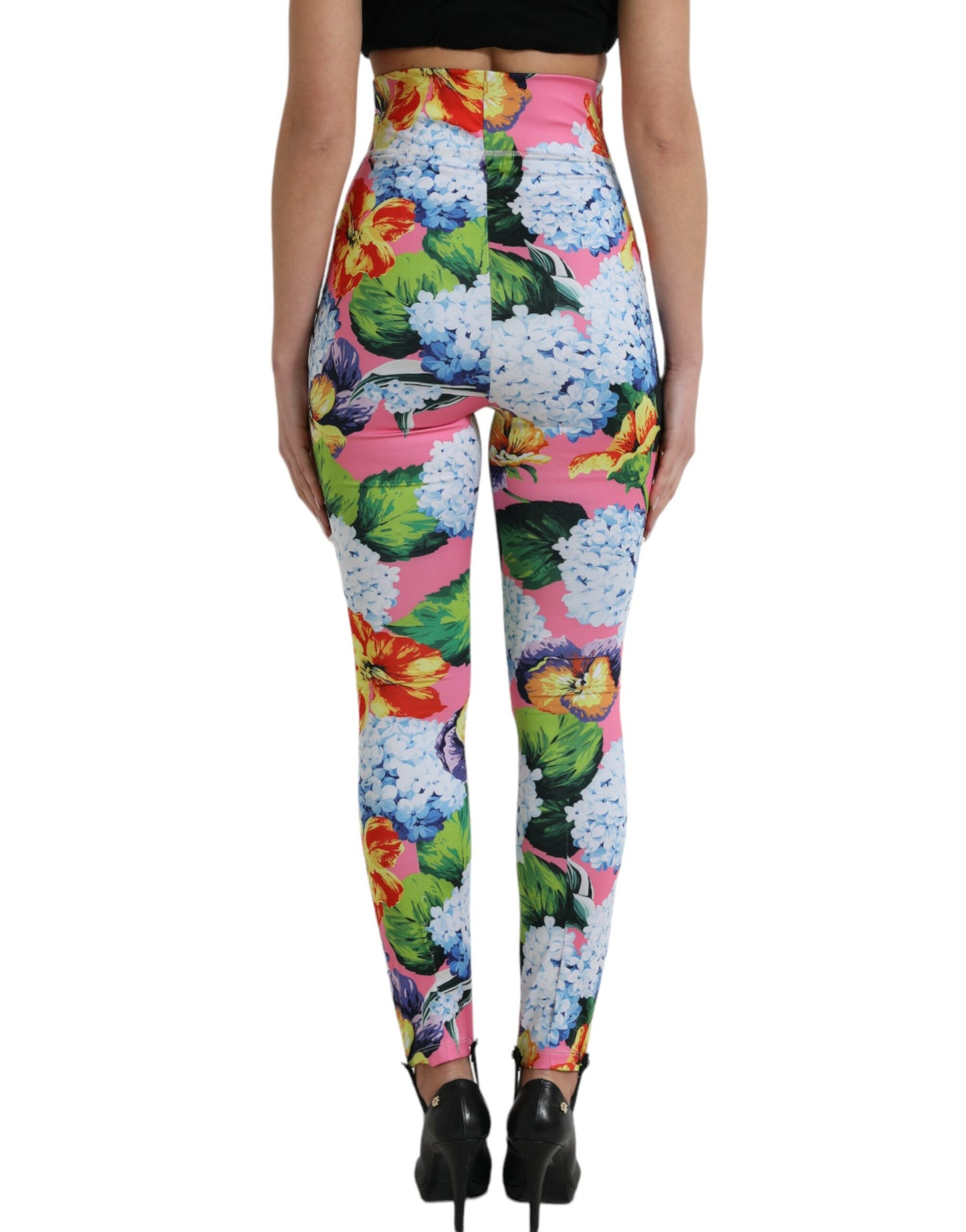 Pantalon legging taille haute à fleurs multicolores Dolce & Gabbana
