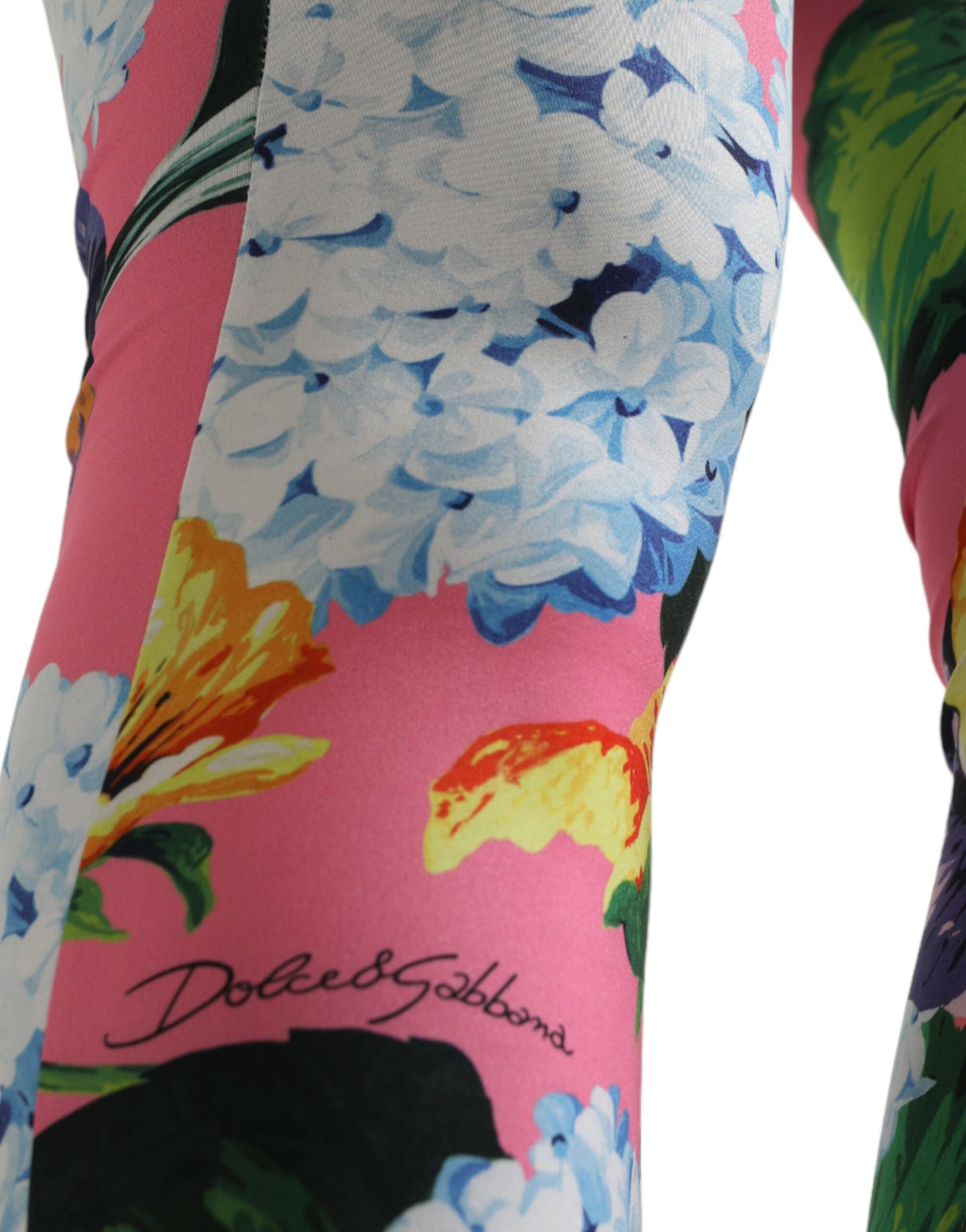 Pantalon legging taille haute à fleurs multicolores Dolce & Gabbana