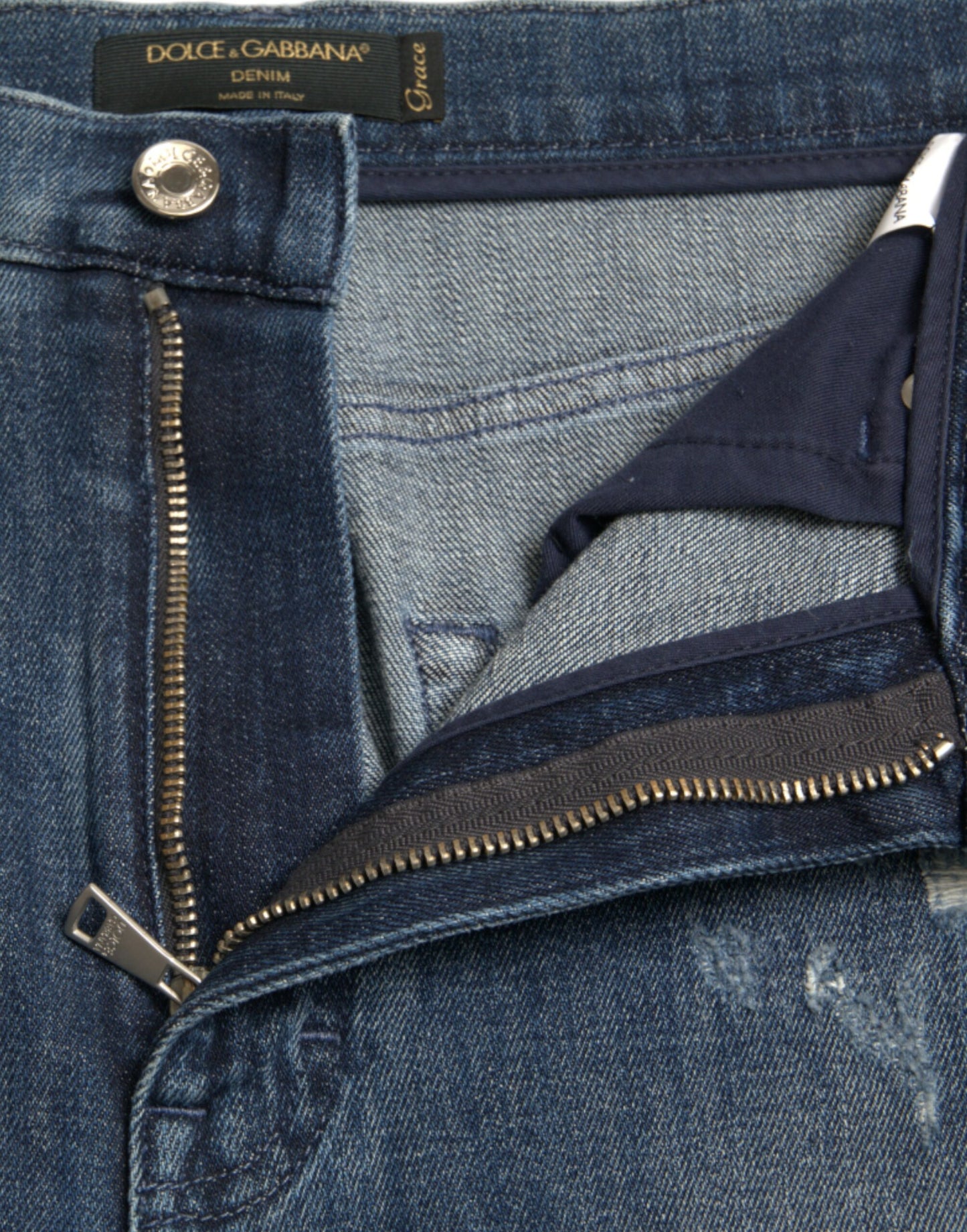 Jean skinny en denim bleu foncé vieilli GRACE de Dolce & Gabbana