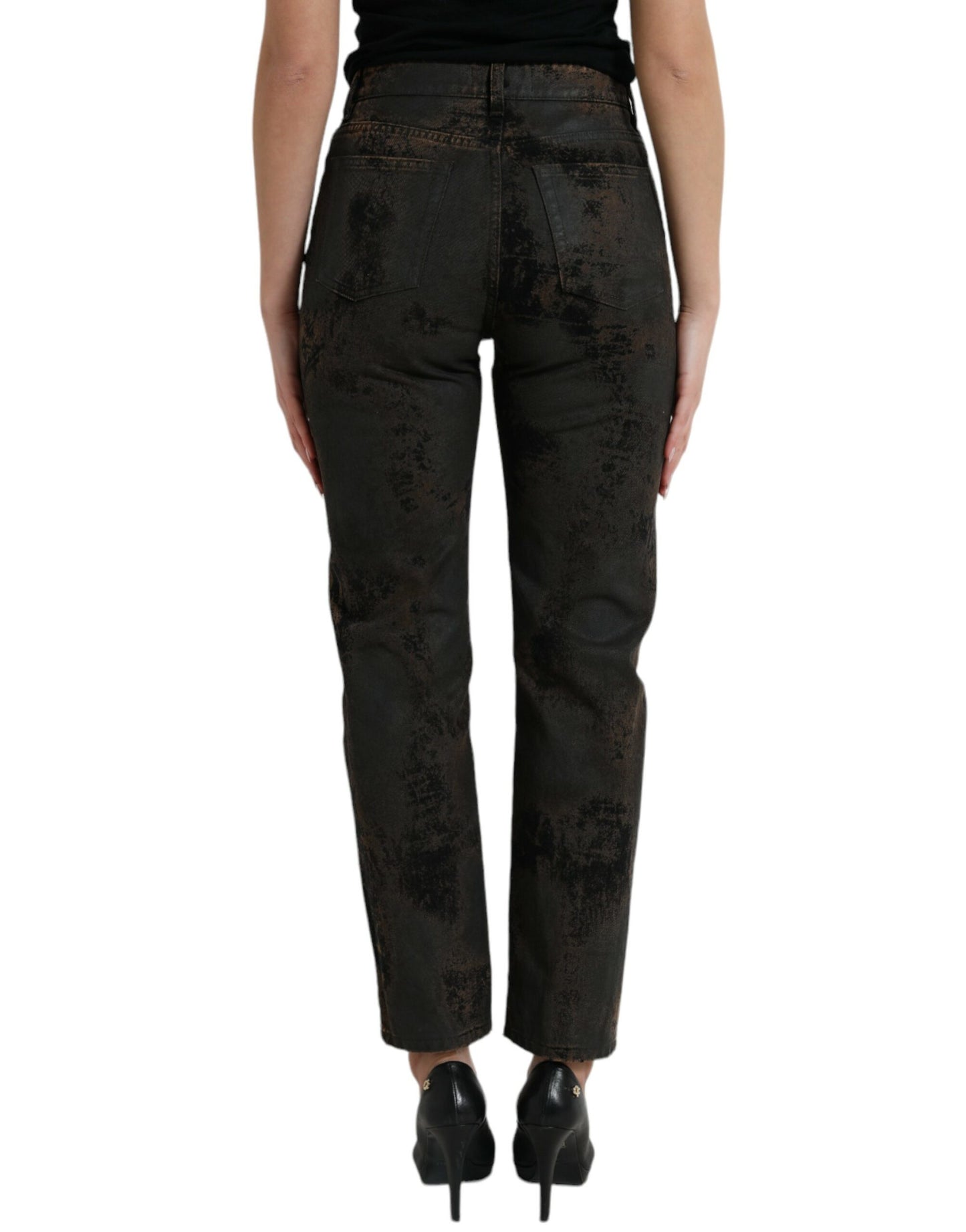 Jean en denim de coton taille moyenne Dolce & Gabbana Brown BOYFRIEND