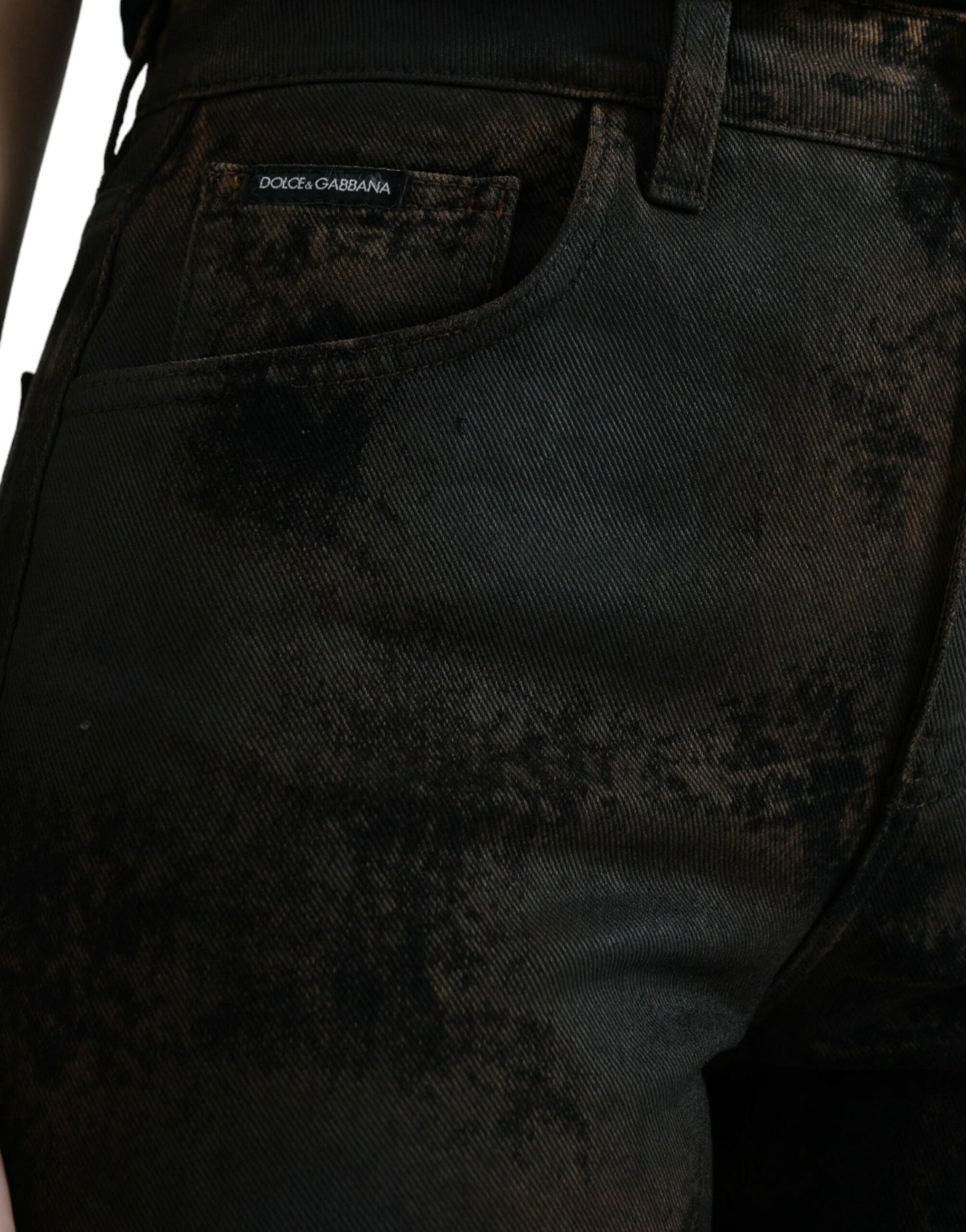 Jean en denim de coton taille moyenne Dolce & Gabbana Brown BOYFRIEND