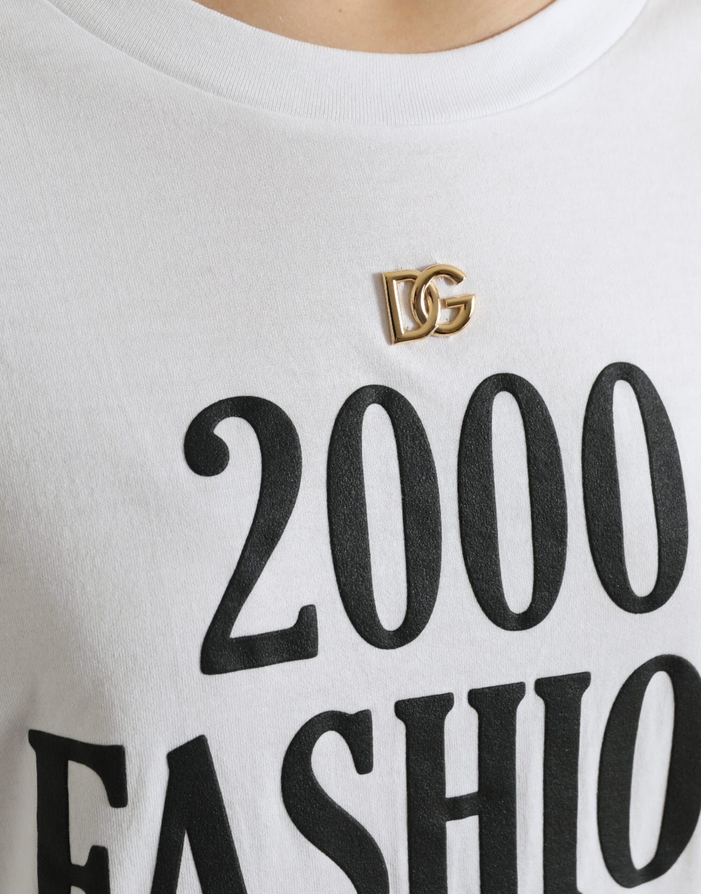 Dolce & Gabbana – Weißes T-Shirt mit Slogan-Print und Schnürung