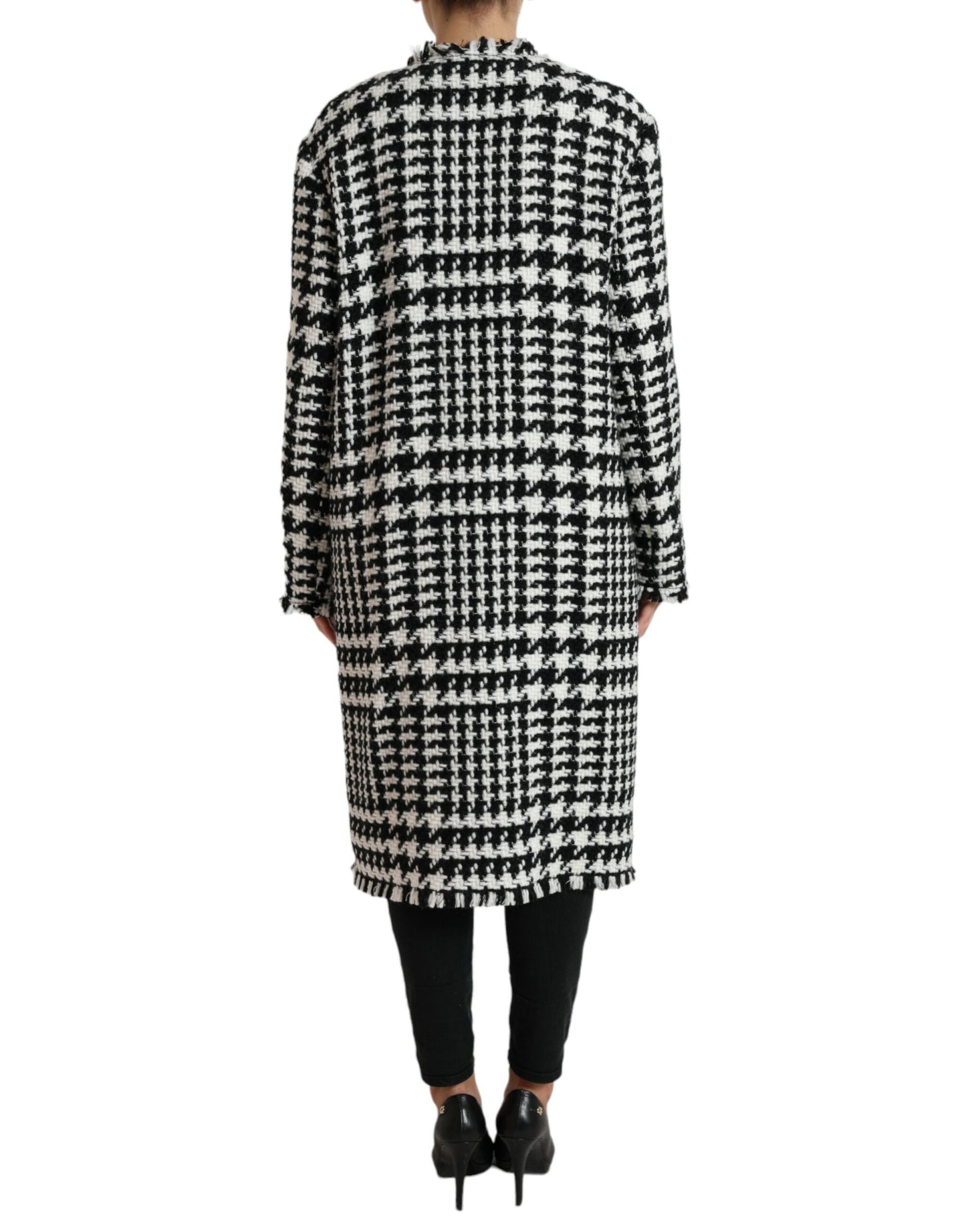 Trench-coat Dolce & Gabbana noir et blanc à motif pied-de-poule