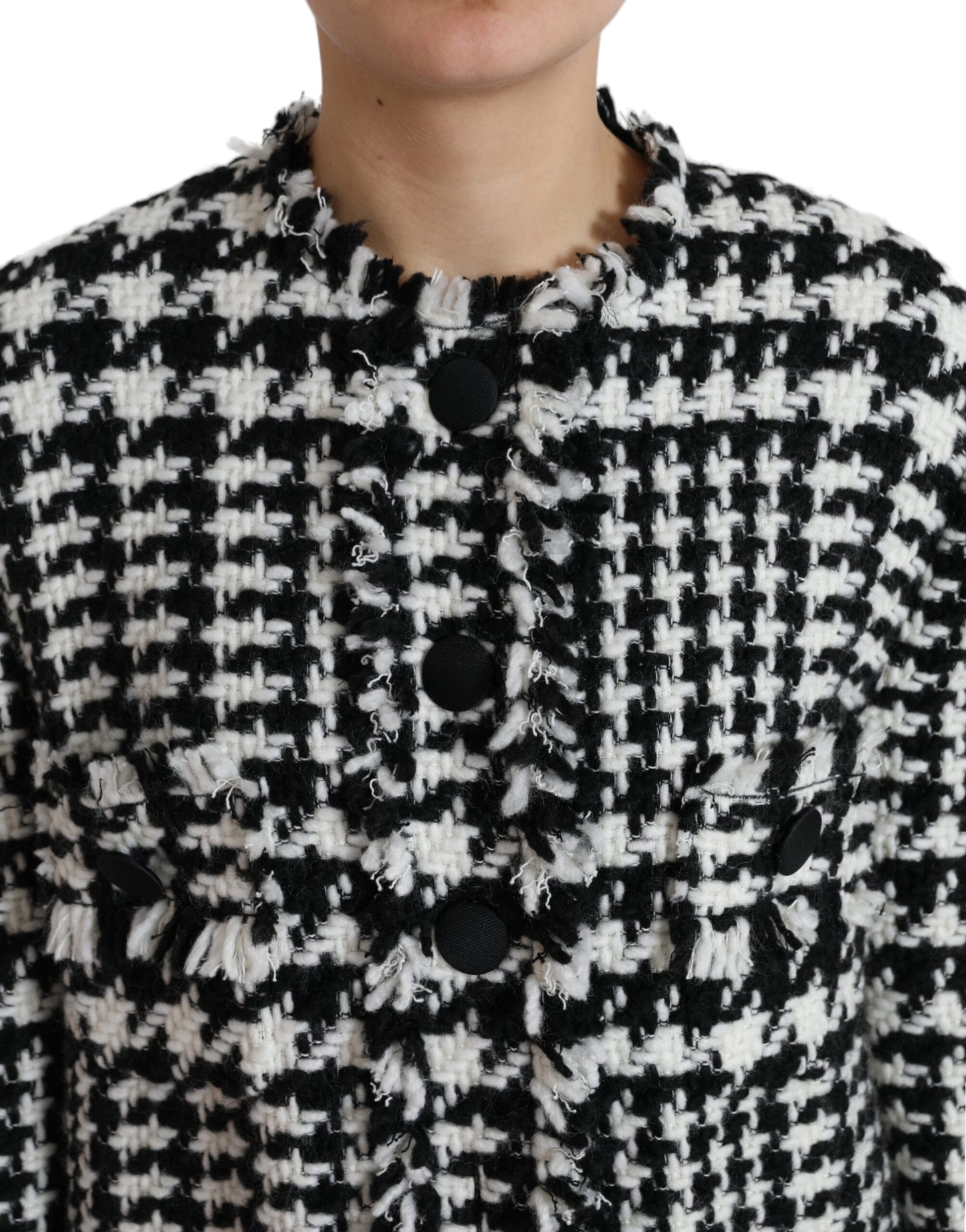 Trench-coat Dolce & Gabbana noir et blanc à motif pied-de-poule