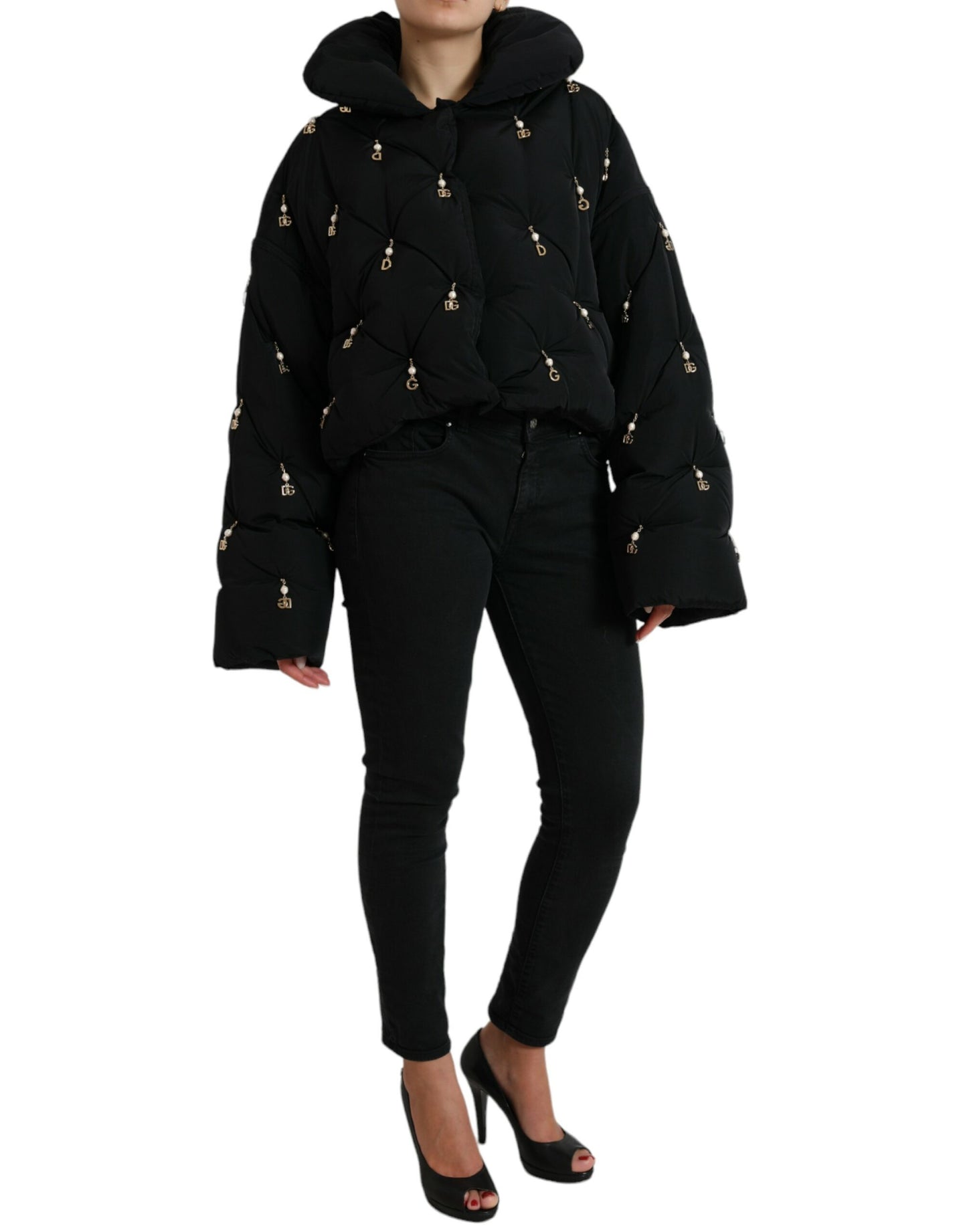 Dolce & Gabbana - Blouson aviateur matelassé noir à ornements