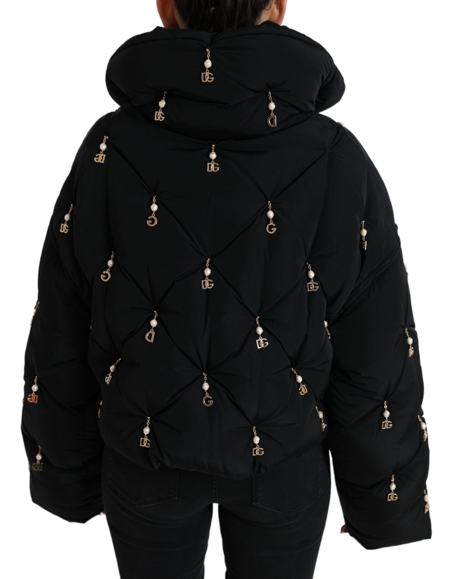 Dolce & Gabbana - Blouson aviateur matelassé noir à ornements