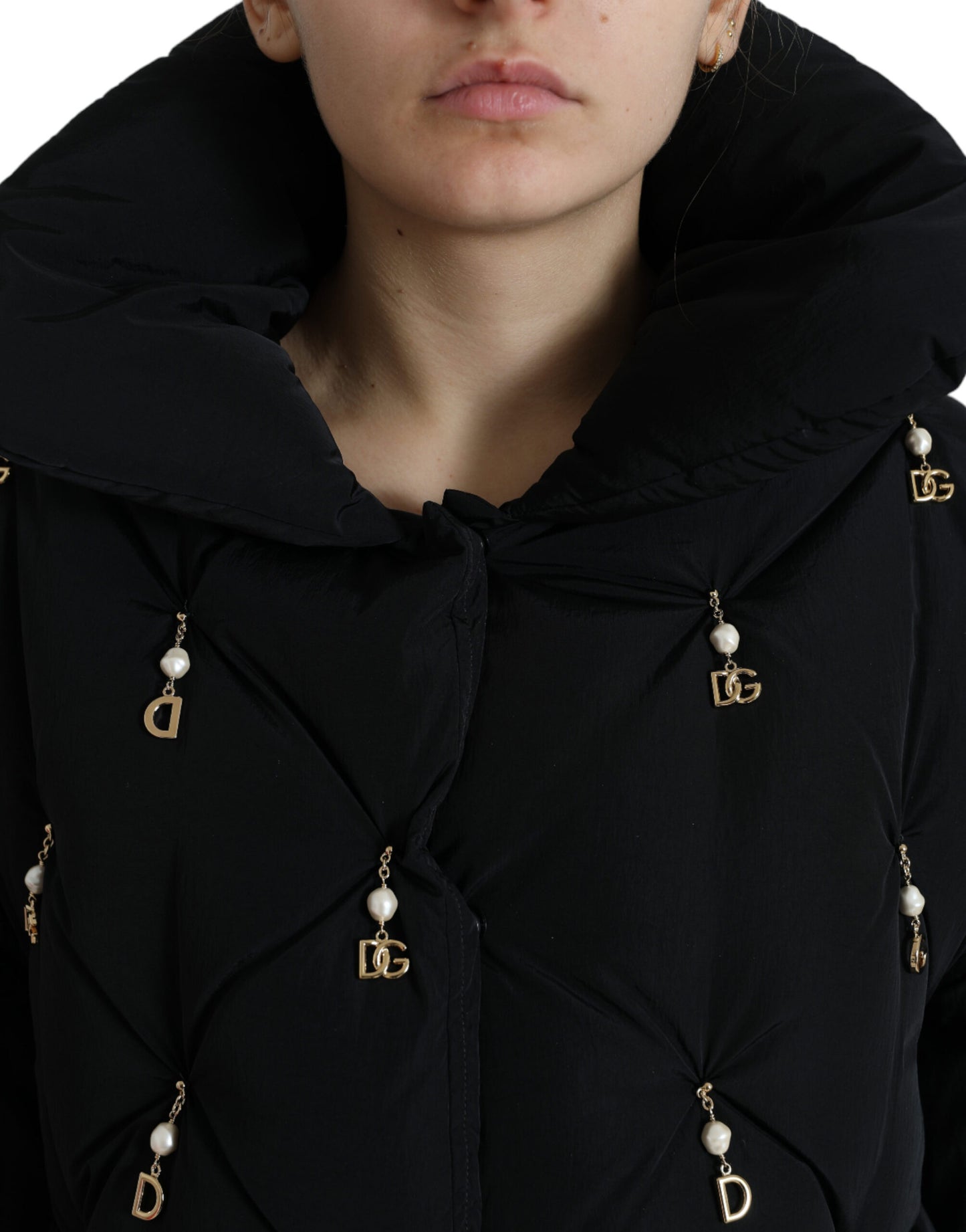 Dolce & Gabbana - Blouson aviateur matelassé noir à ornements