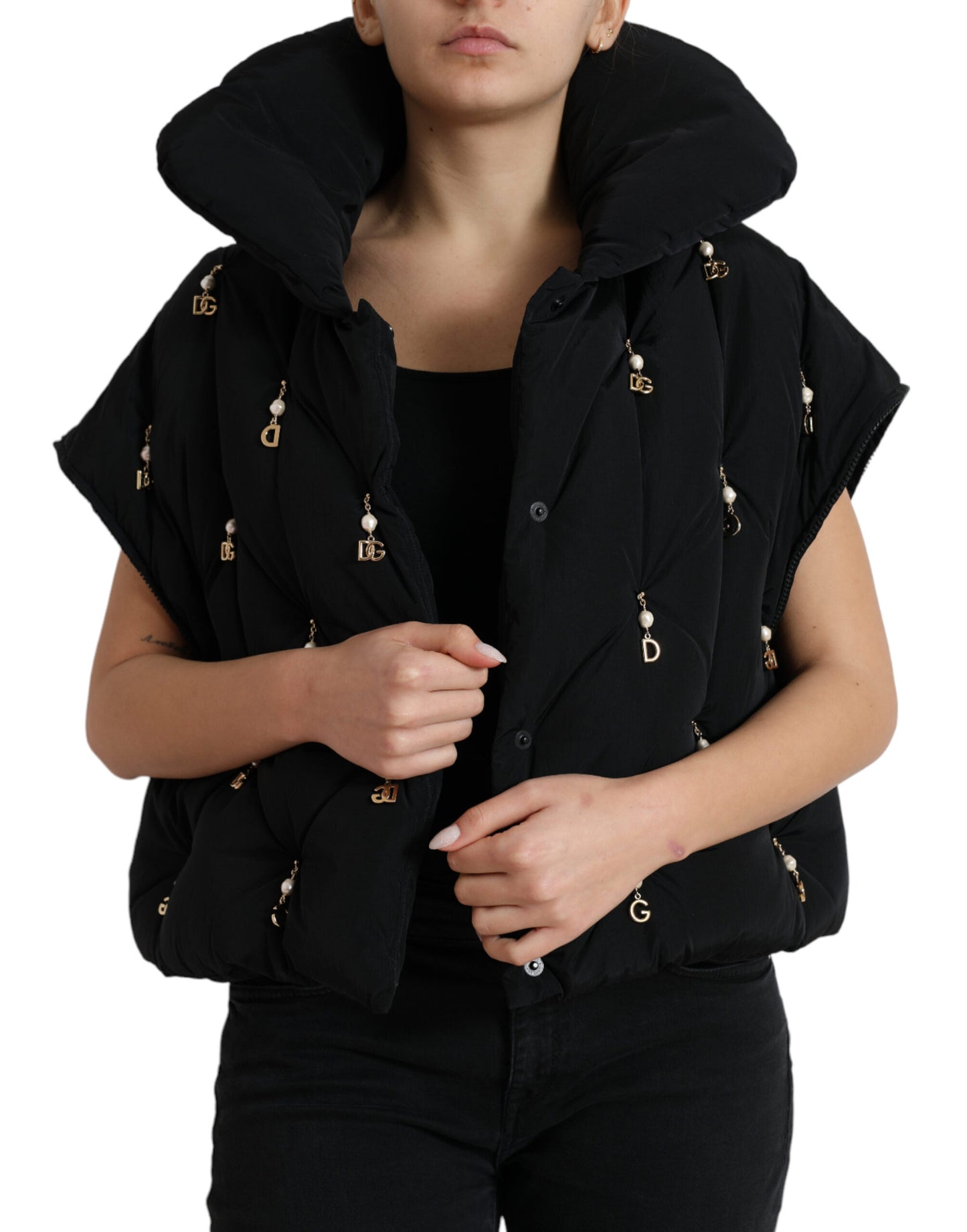 Dolce & Gabbana - Blouson aviateur matelassé noir à ornements