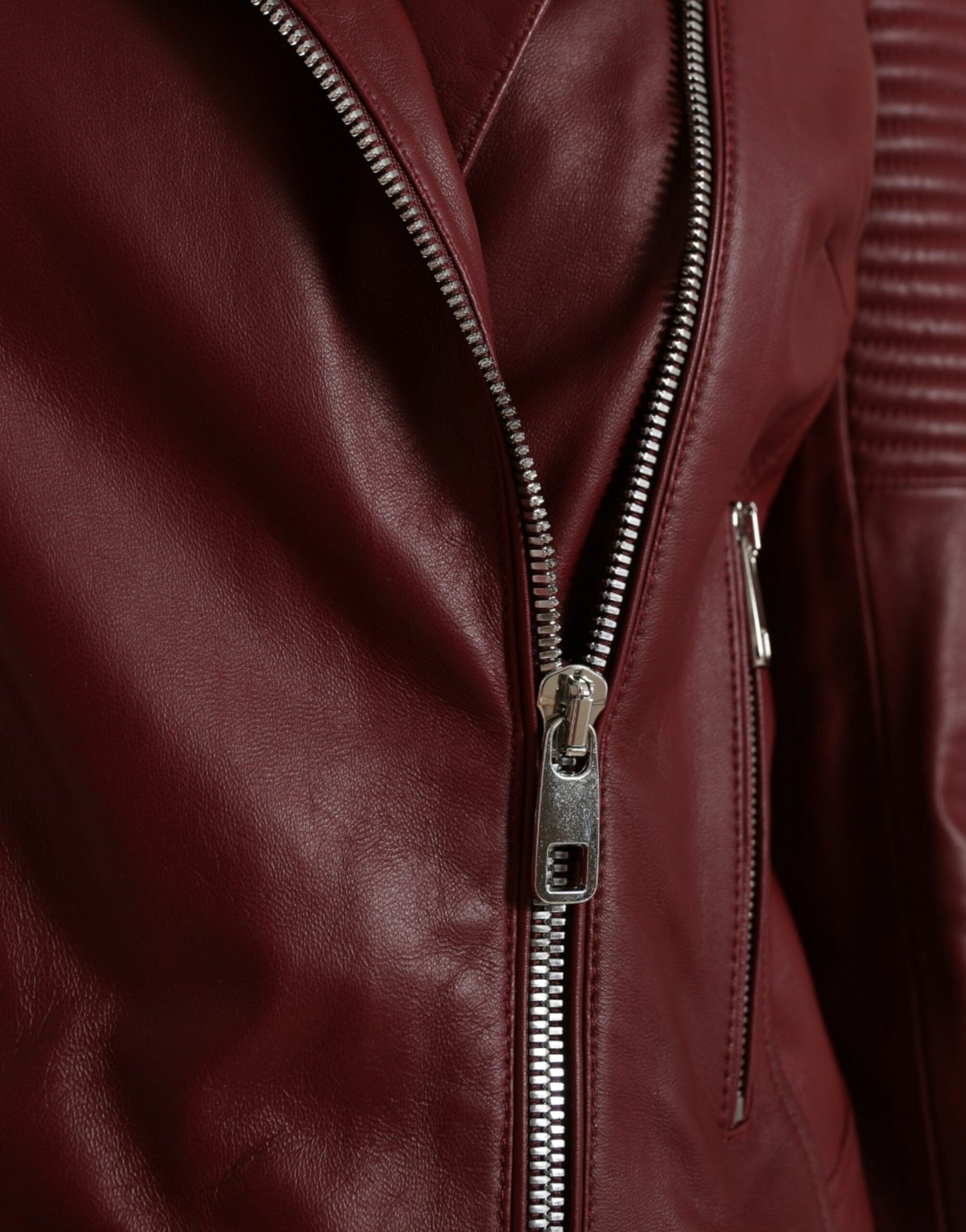Dolce & Gabbana Manteau motard en cuir bordeaux Veste en cuir d'agneau