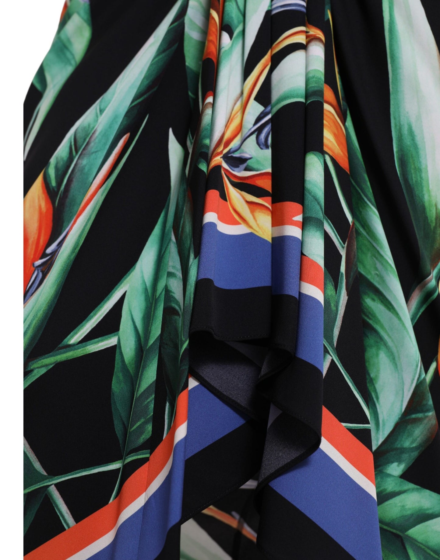 Jupe portefeuille mi-longue taille haute noire Strelitzia de Dolce & Gabbana
