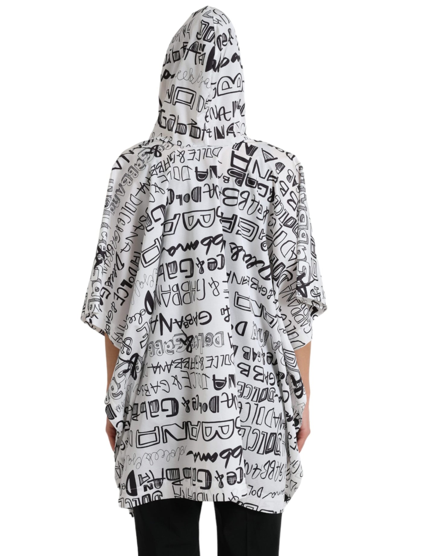 Dolce & Gabbana – Weißes Blouson-T-Shirt mit Kapuze und Logo-Print