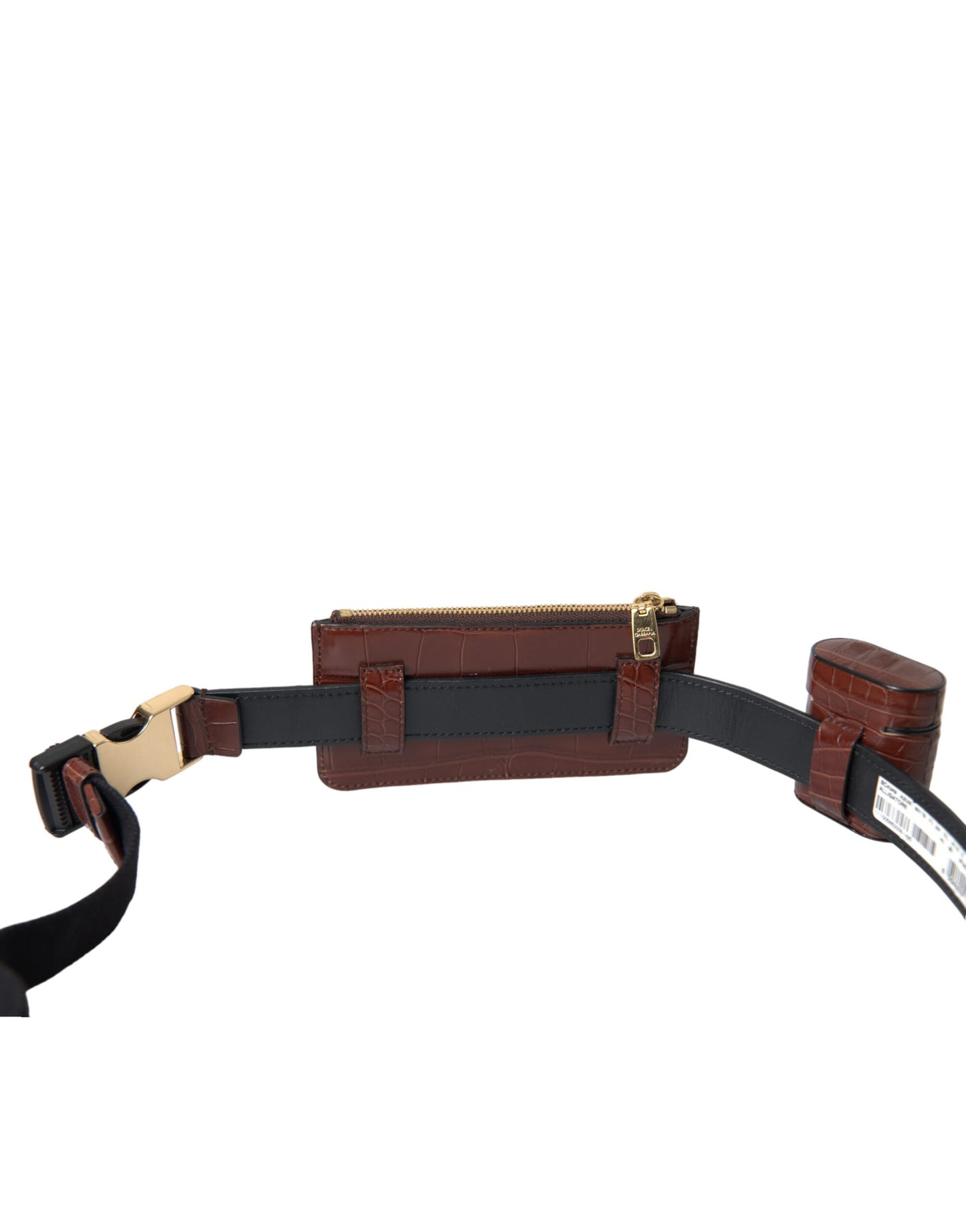 Étui porte-monnaie en cuir d'alligator marron Dolce & Gabbana pour Airpods