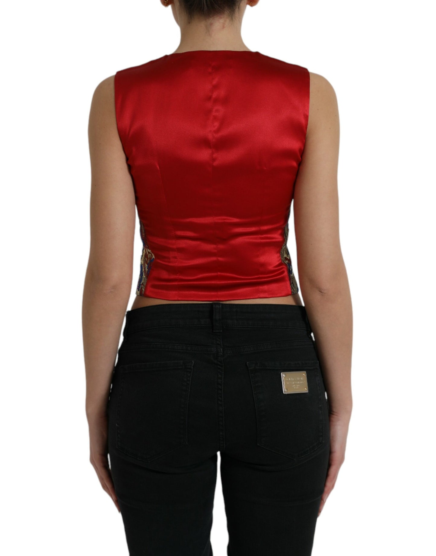 Gilet sans manches à boutons en jacquard multicolore Dolce & Gabbana