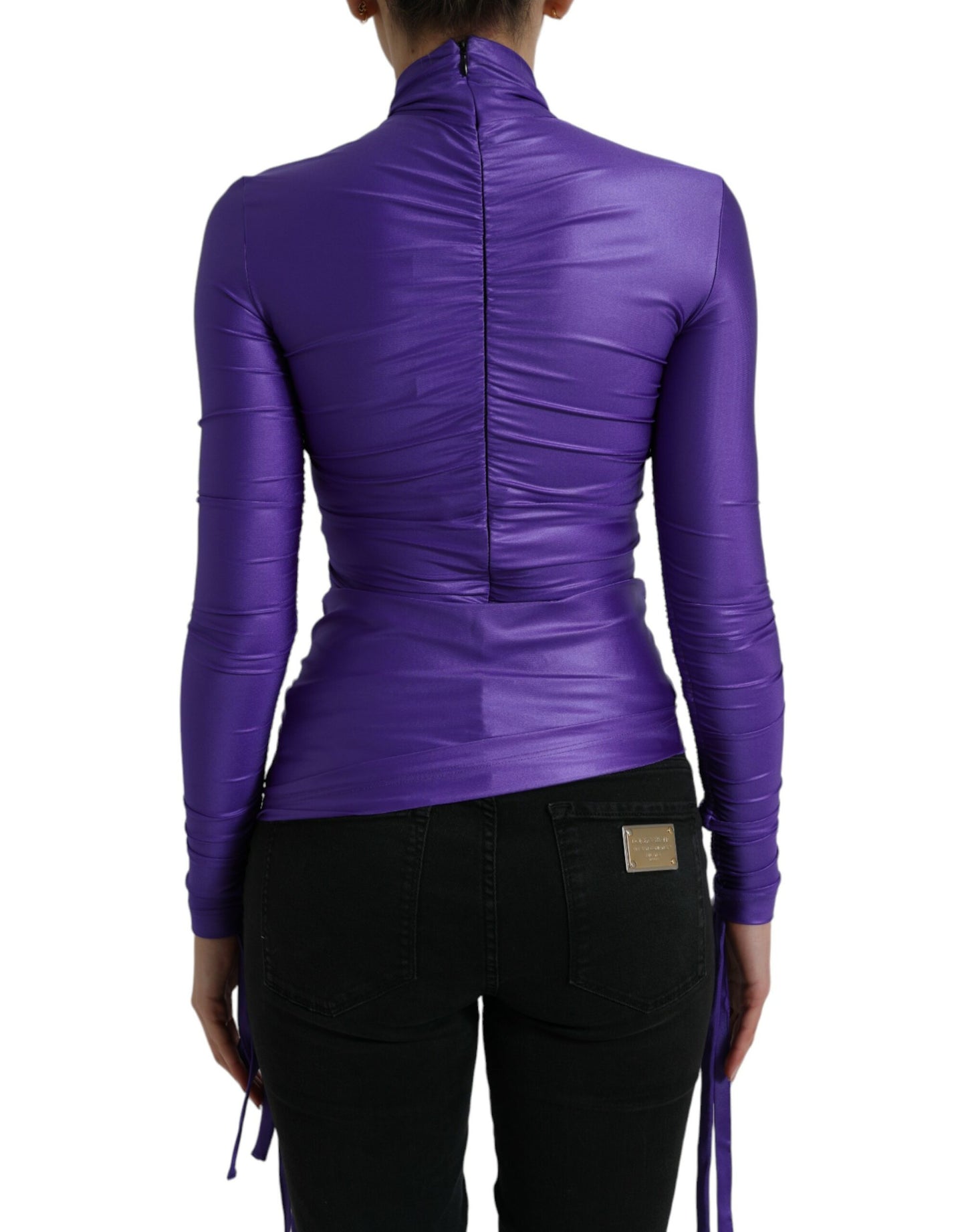 Dolce & Gabbana Haut slim à manches longues en nylon extensible violet