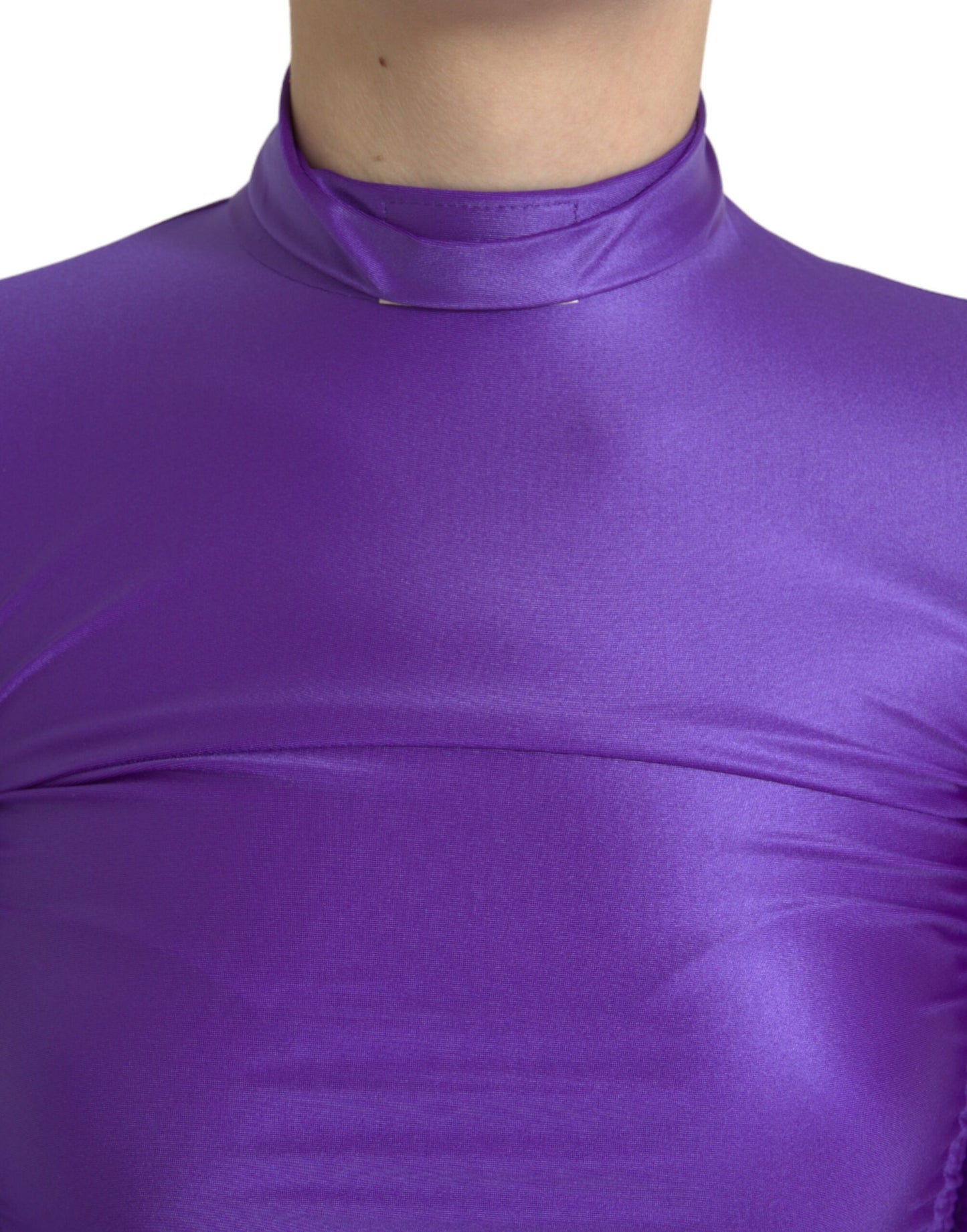 Dolce & Gabbana Haut slim à manches longues en nylon extensible violet